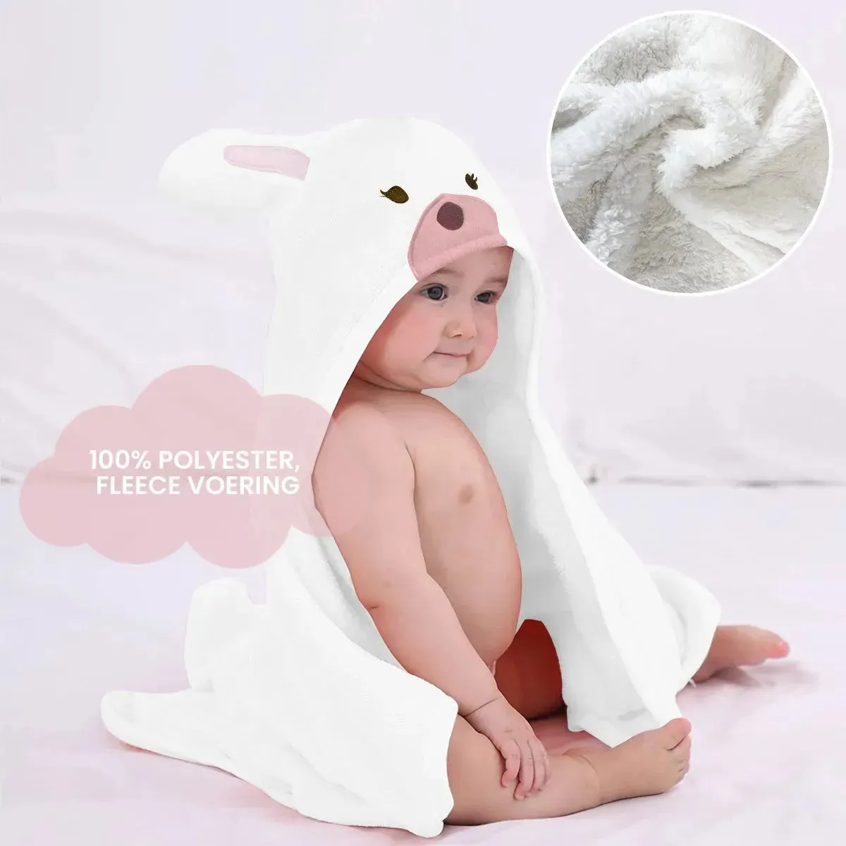 Konijn Roze Multifunctionele Baby Fleece deken met capuchon – Wikkeldeken – Deken 75x100 cm - Image 4
