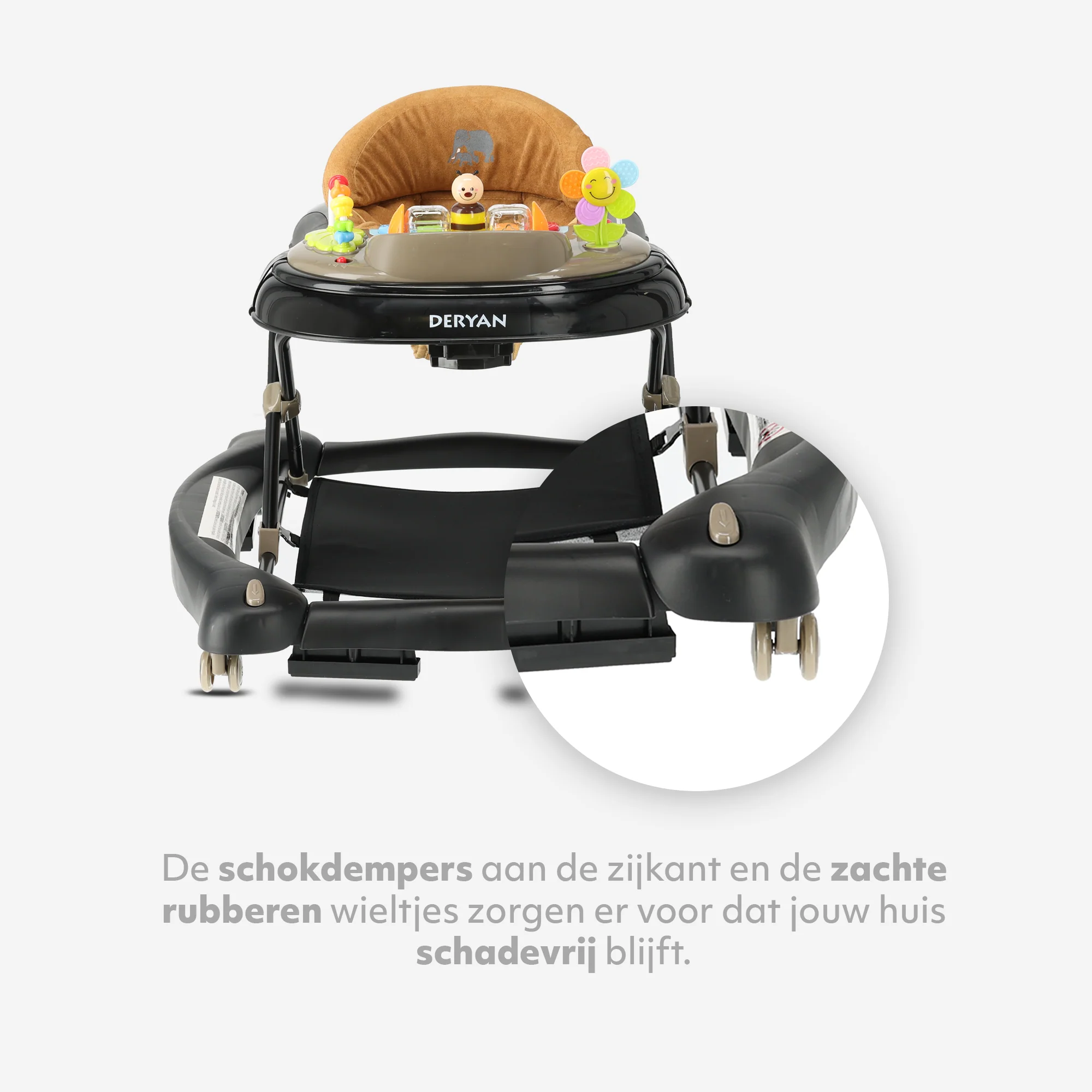 4-in-1 Loopstoel Zwart & Nougat - Image 4