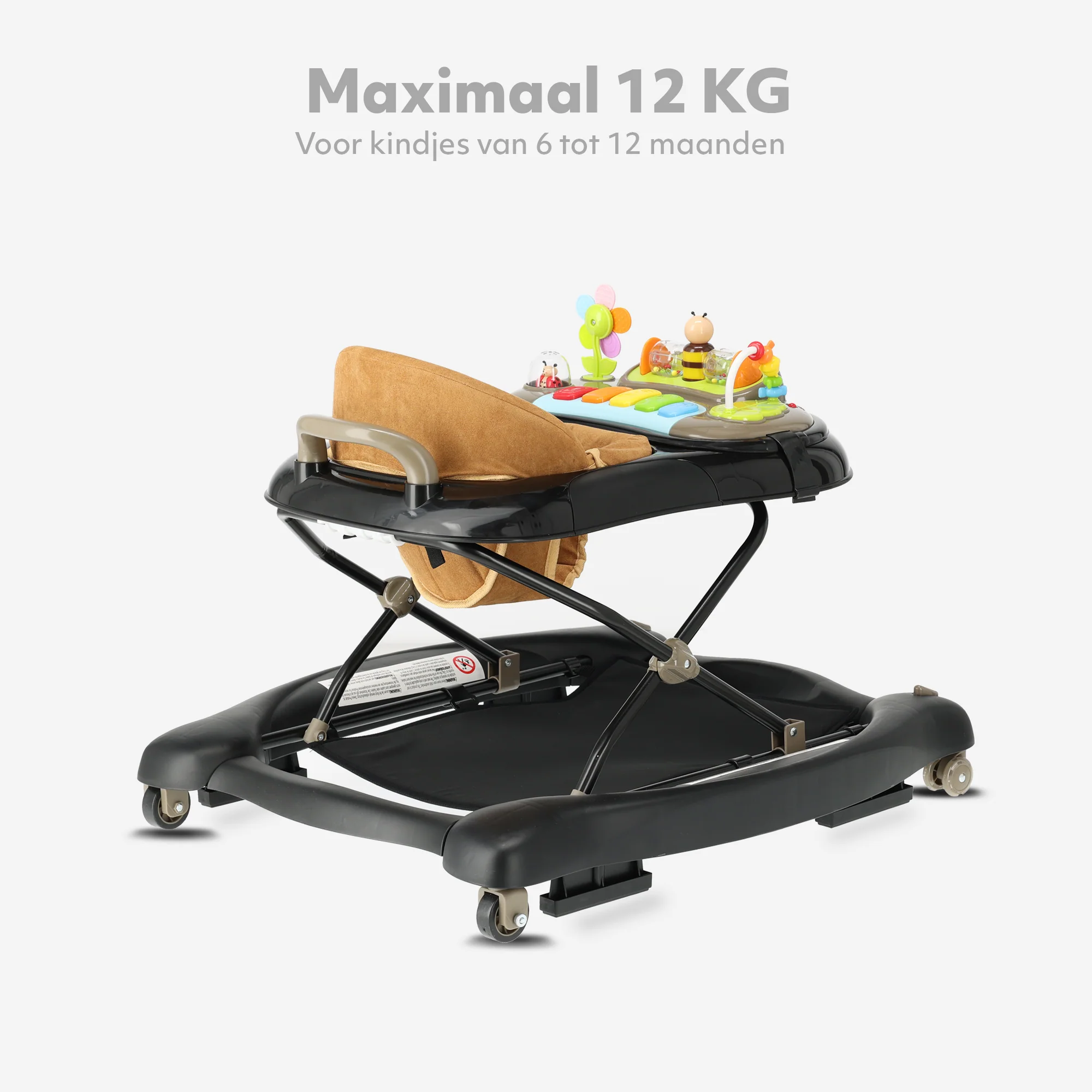 4-in-1 Loopstoel Zwart & Nougat - Image 6