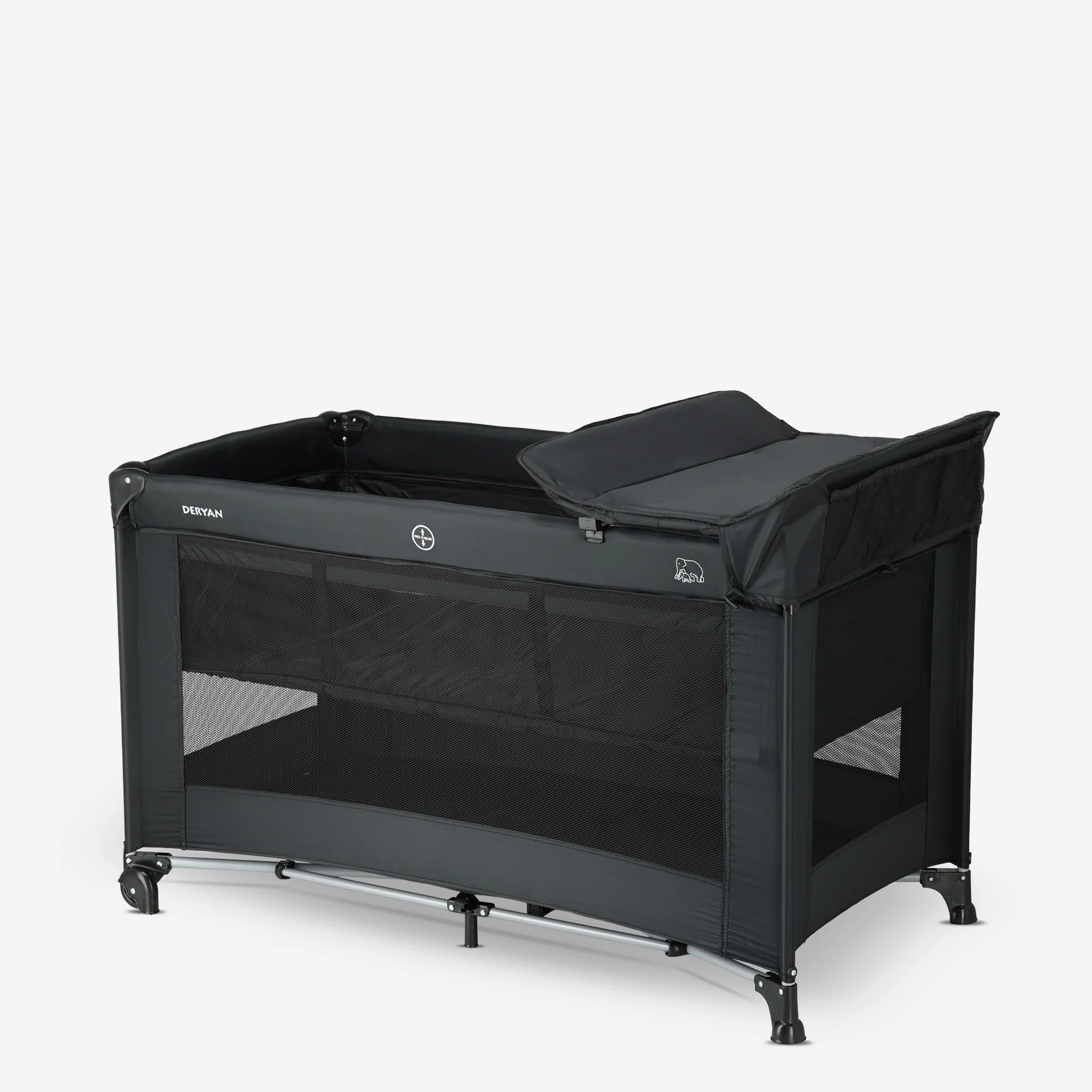 Luxe Campingbed Inclusief transporttas - Inclusief verschoonblad -Inclusief bodemverhoger Zwart