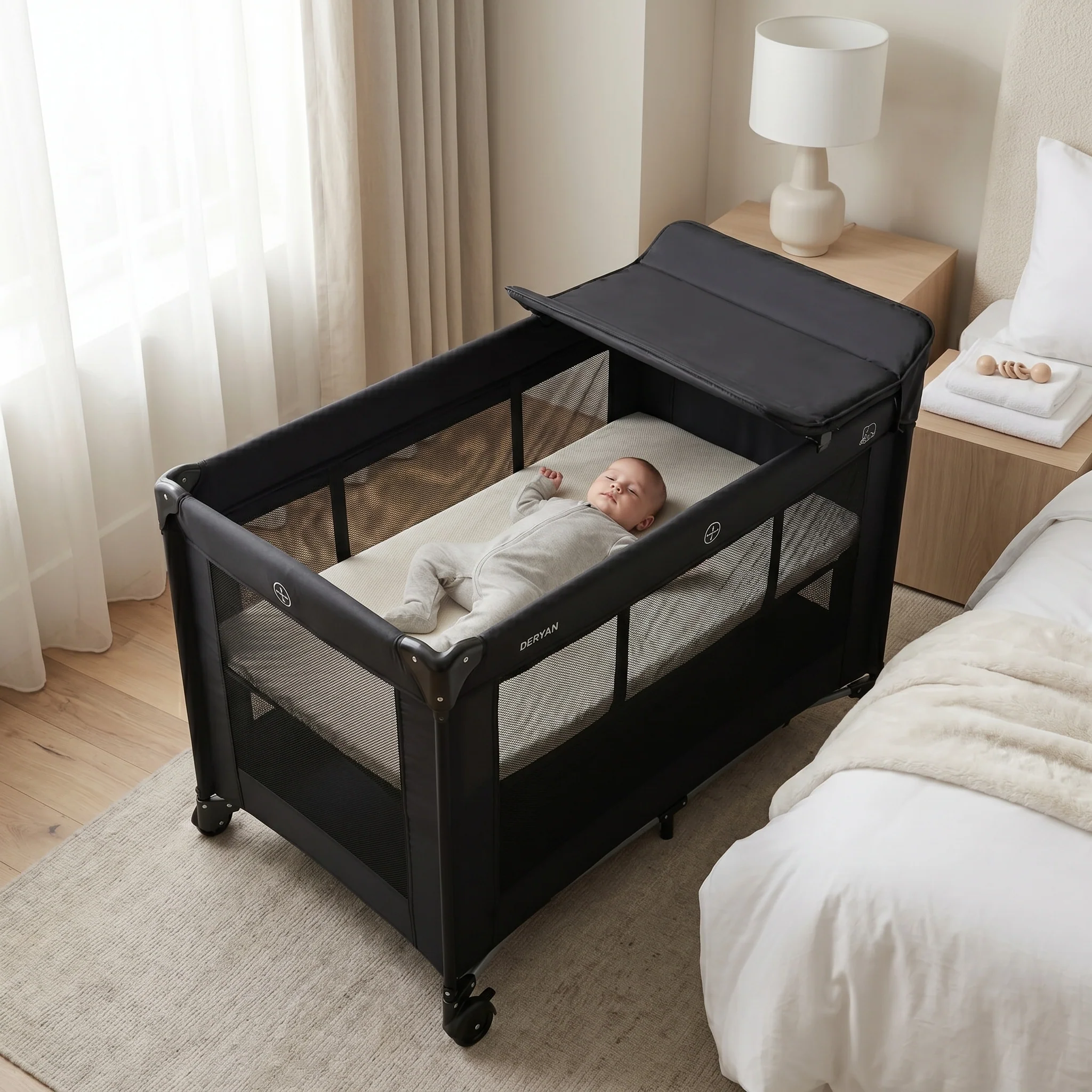 Luxe Campingbed Inclusief transporttas - Inclusief verschoonblad -Inclusief bodemverhoger Zwart - Image 12