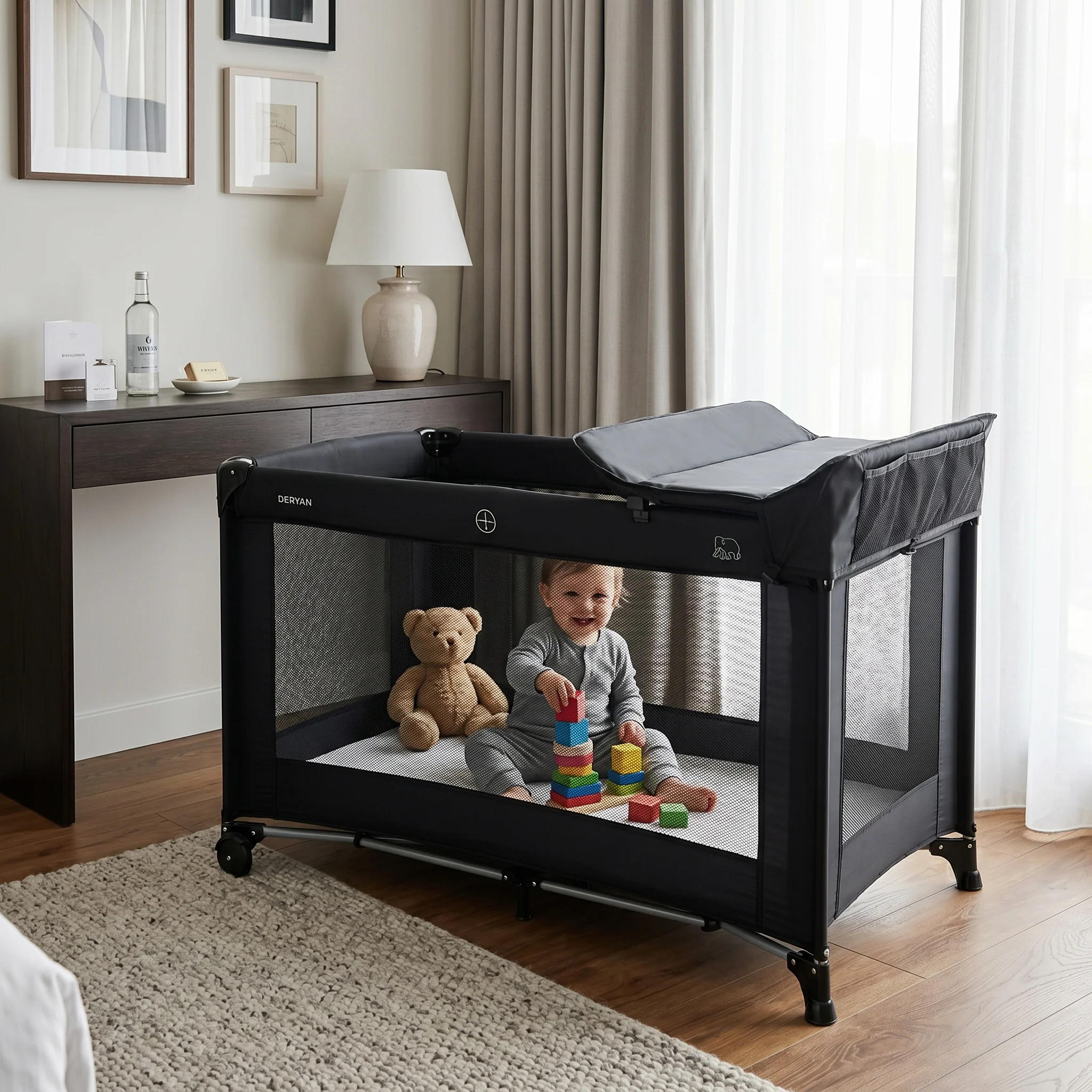 Luxe Campingbed Inclusief transporttas - Inclusief verschoonblad -Inclusief bodemverhoger Zwart - Image 13