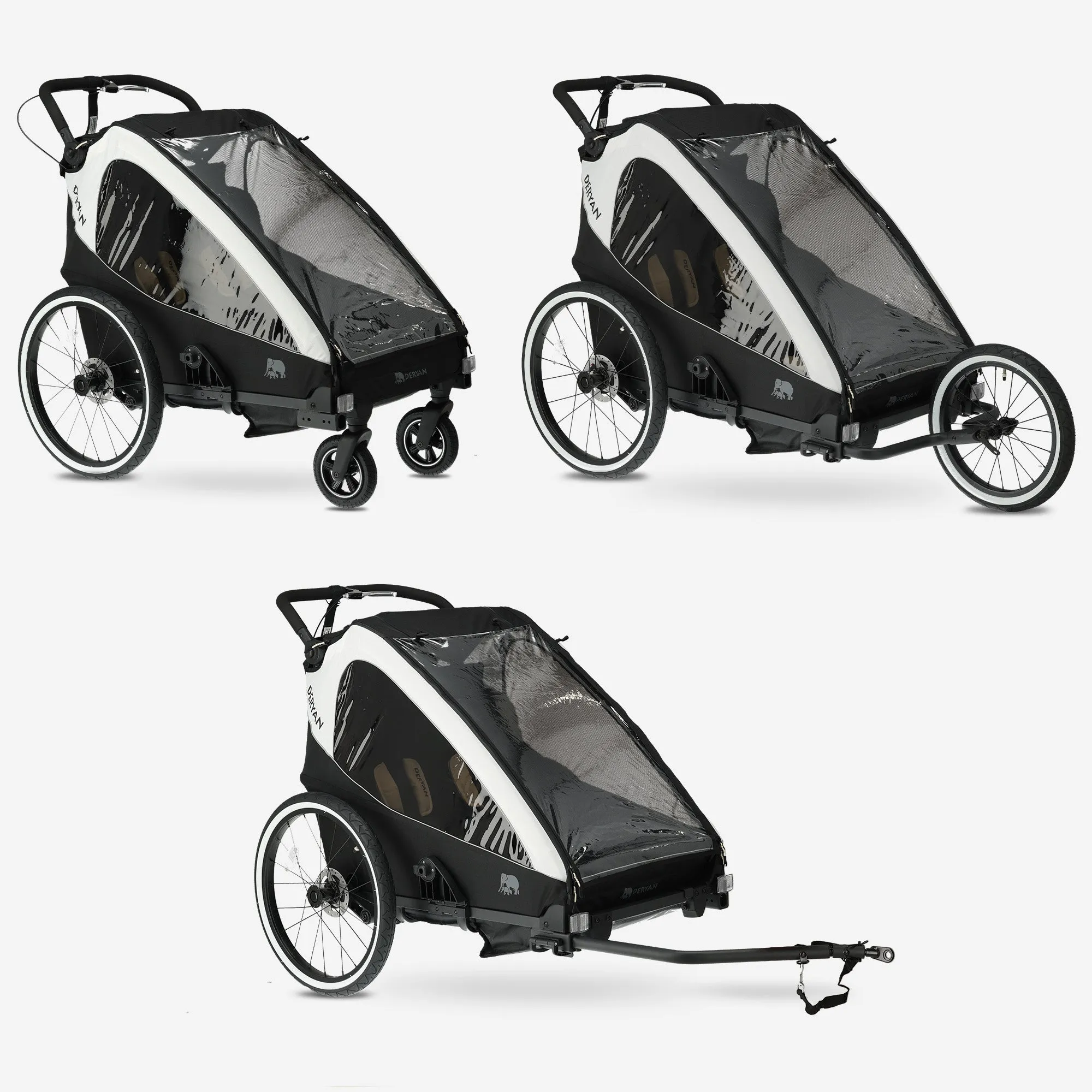 Luxe Fietskar V2 - Wandelwagen - Hardloopkinderwagen Cream