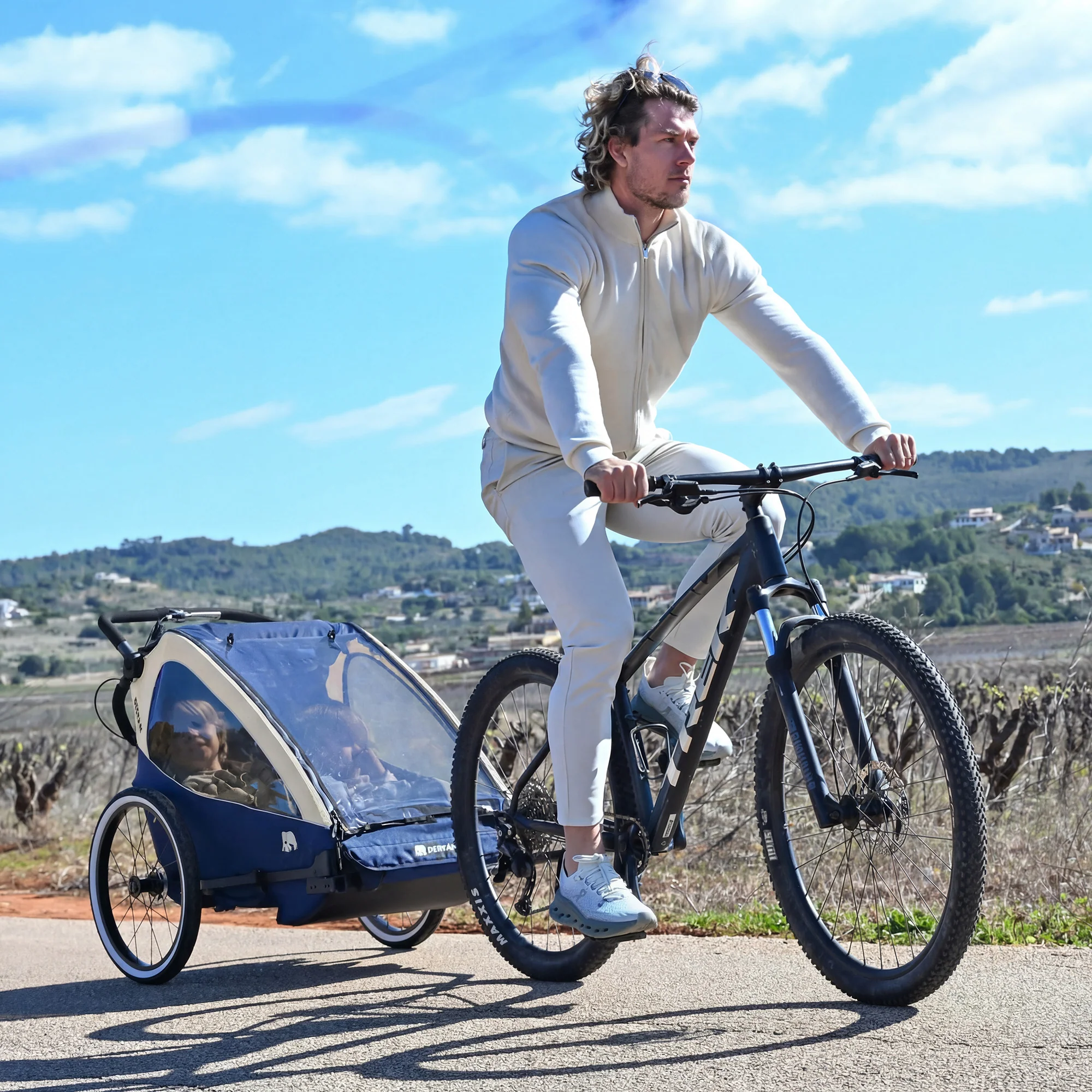Luxe Fietskar V2 - Wandelwagen - Hardloopkinderwagen Cream - Image 2