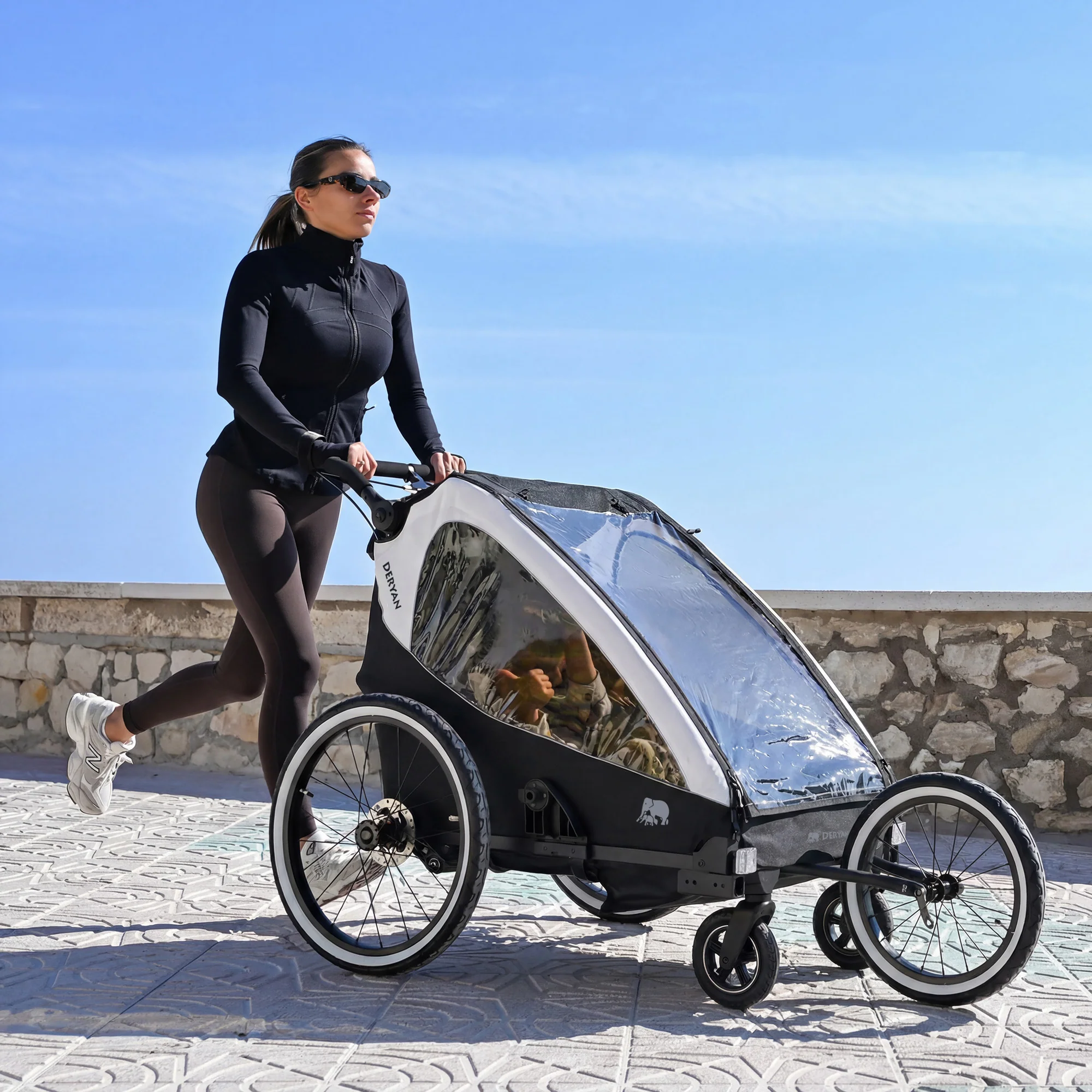 Luxe Fietskar V2 - Wandelwagen - Hardloopkinderwagen Cream - Image 5