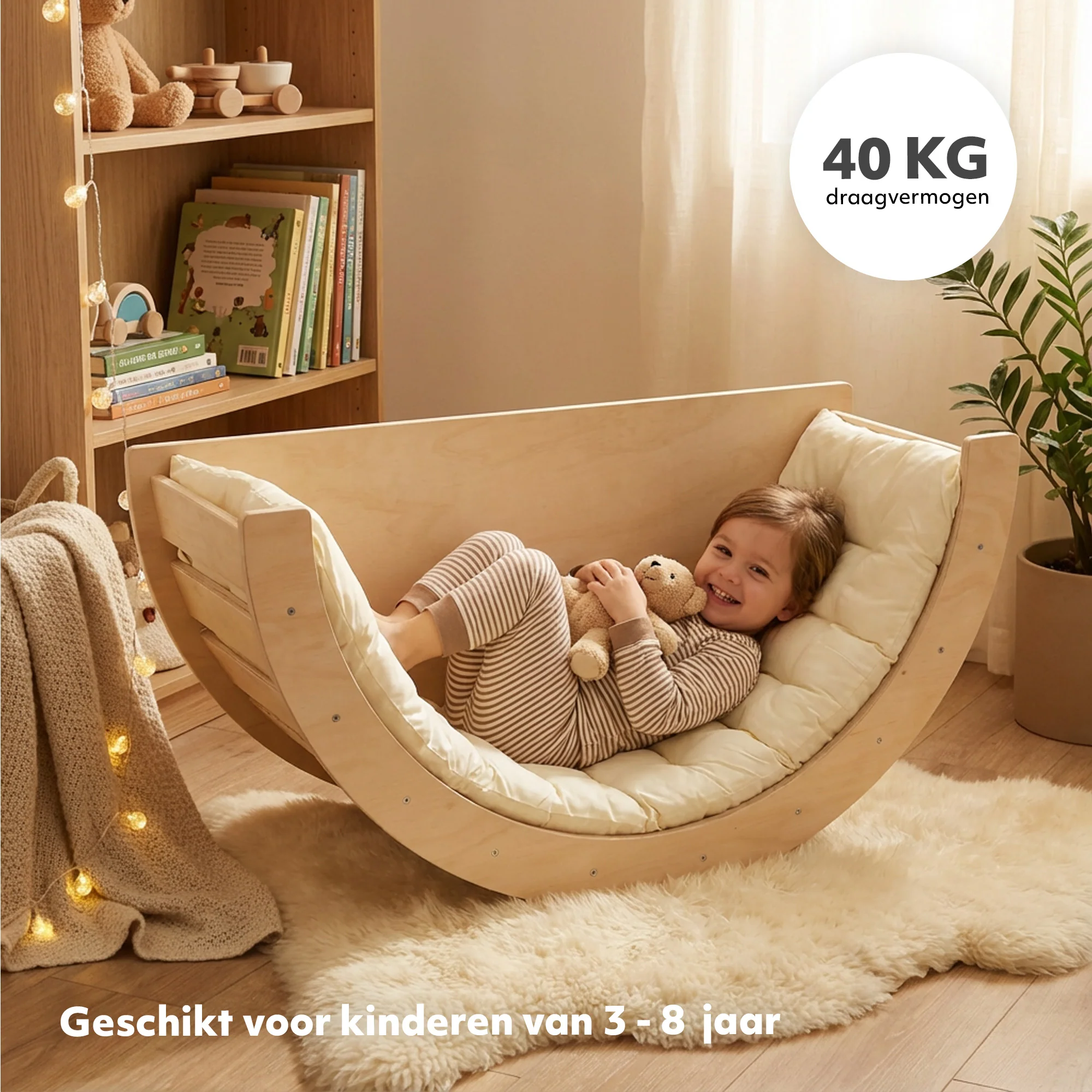 Multifunctionele Klimboog - 5 in 1 model - Speelboog - Klimrek - Speeltoestel - Inclusief Kussen - Tekentafel - Hout - Image 8