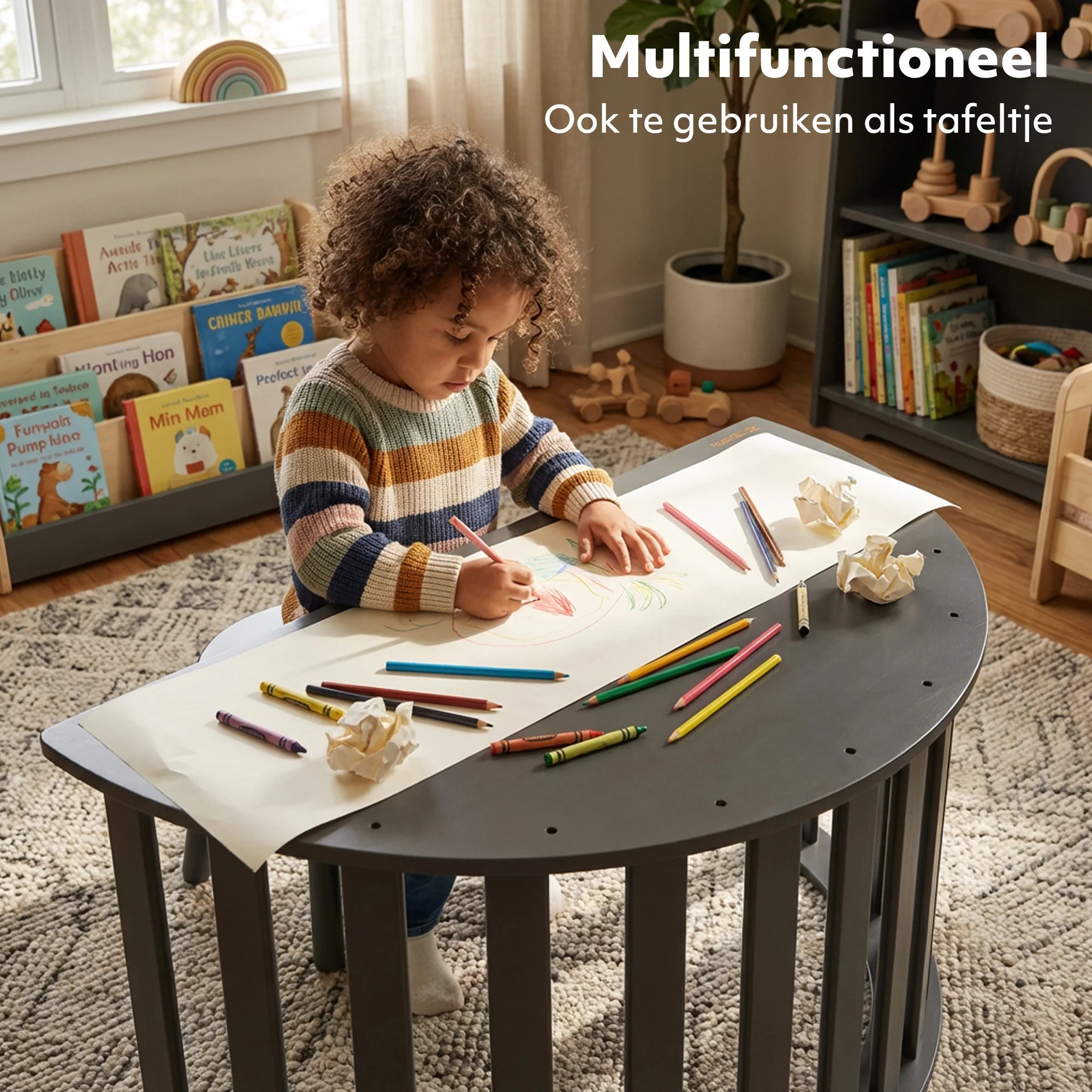 Multifunctionele Klimboog - 5 in 1 model - Speelboog - Klimrek - Speeltoestel - Inclusief Kussen - Tekentafel - zwart - Image 2