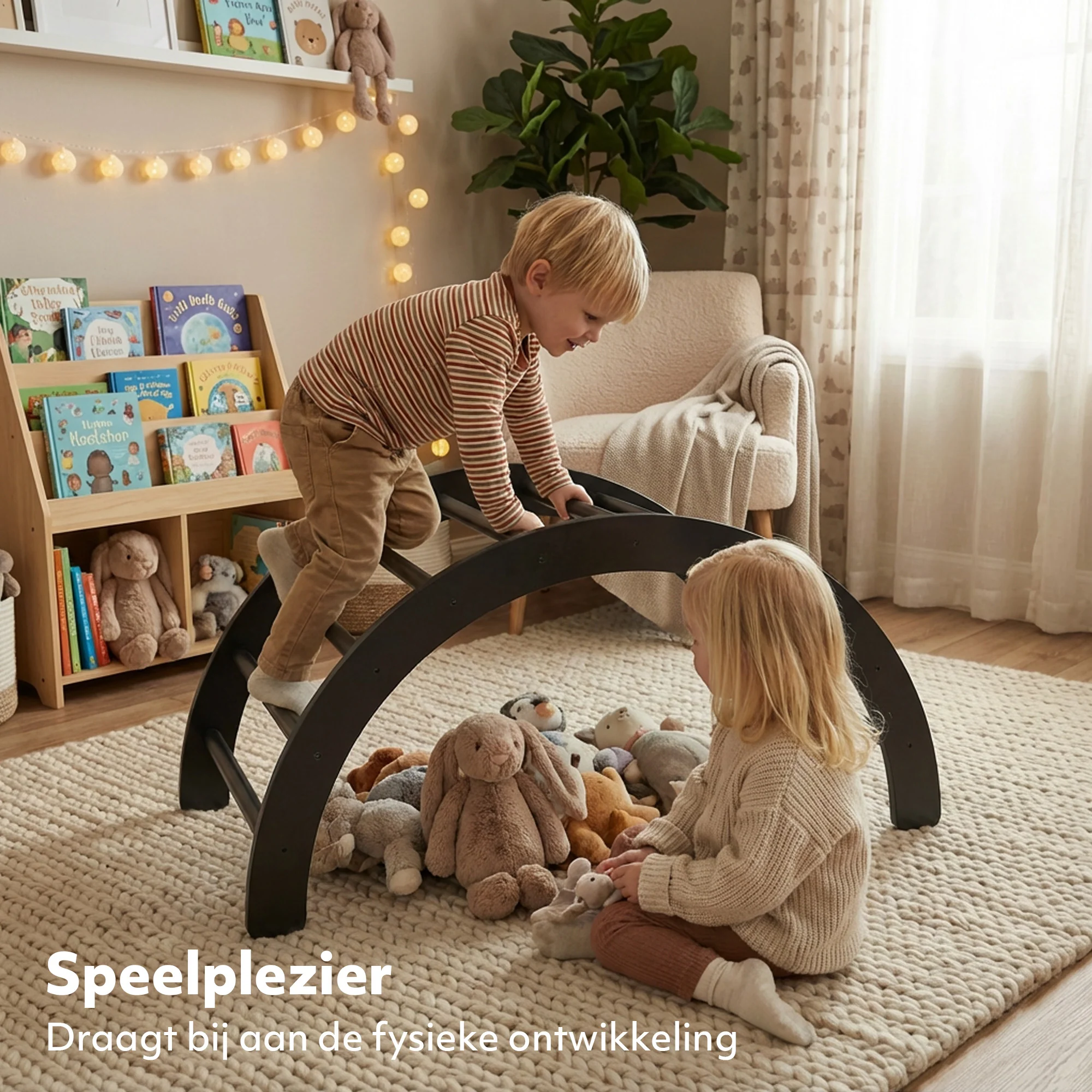 Multifunctionele Klimboog - 5 in 1 model - Speelboog - Klimrek - Speeltoestel - Inclusief Kussen - Tekentafel - zwart - Image 6