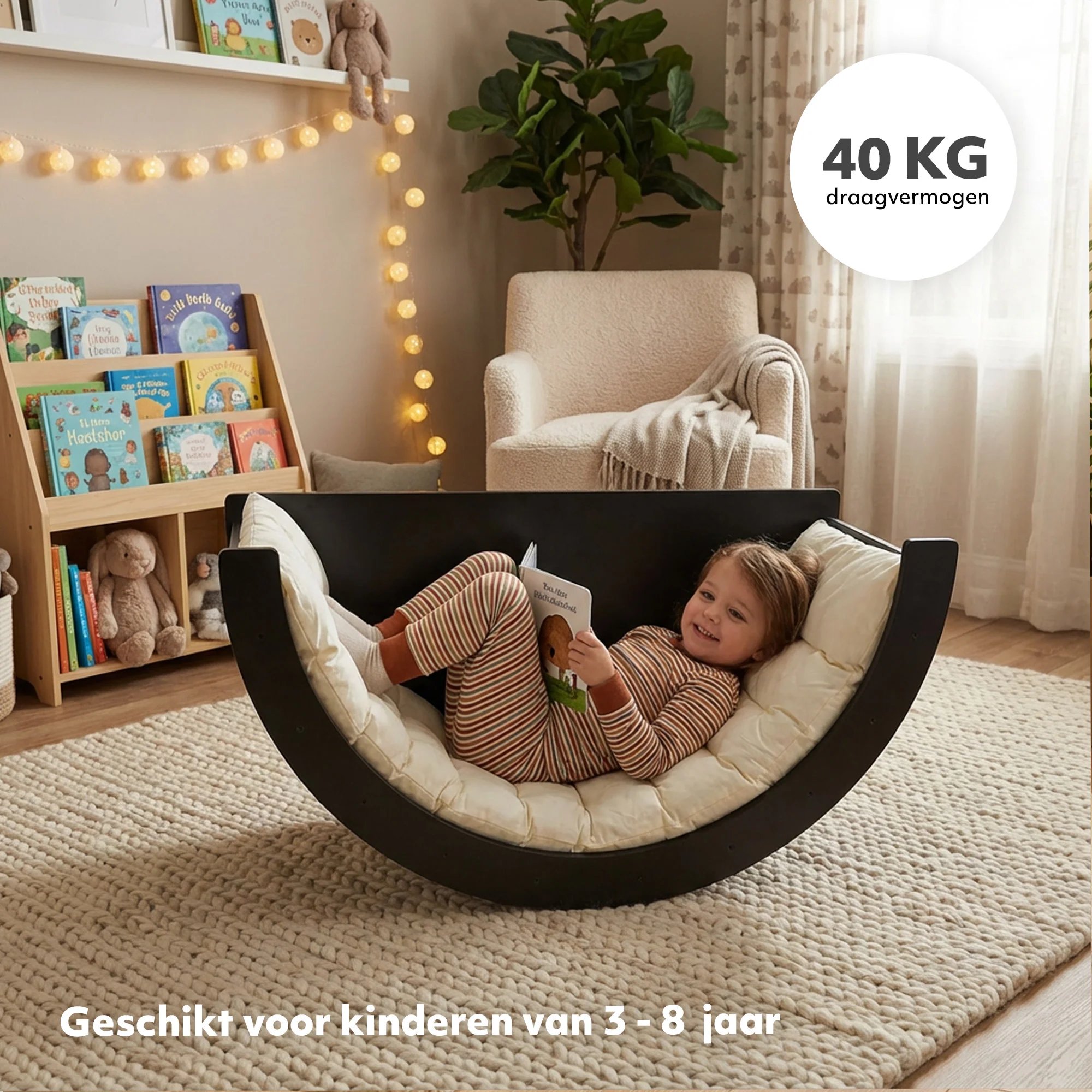 Multifunctionele Klimboog - 5 in 1 model - Speelboog - Klimrek - Speeltoestel - Inclusief Kussen - Tekentafel - zwart - Image 8