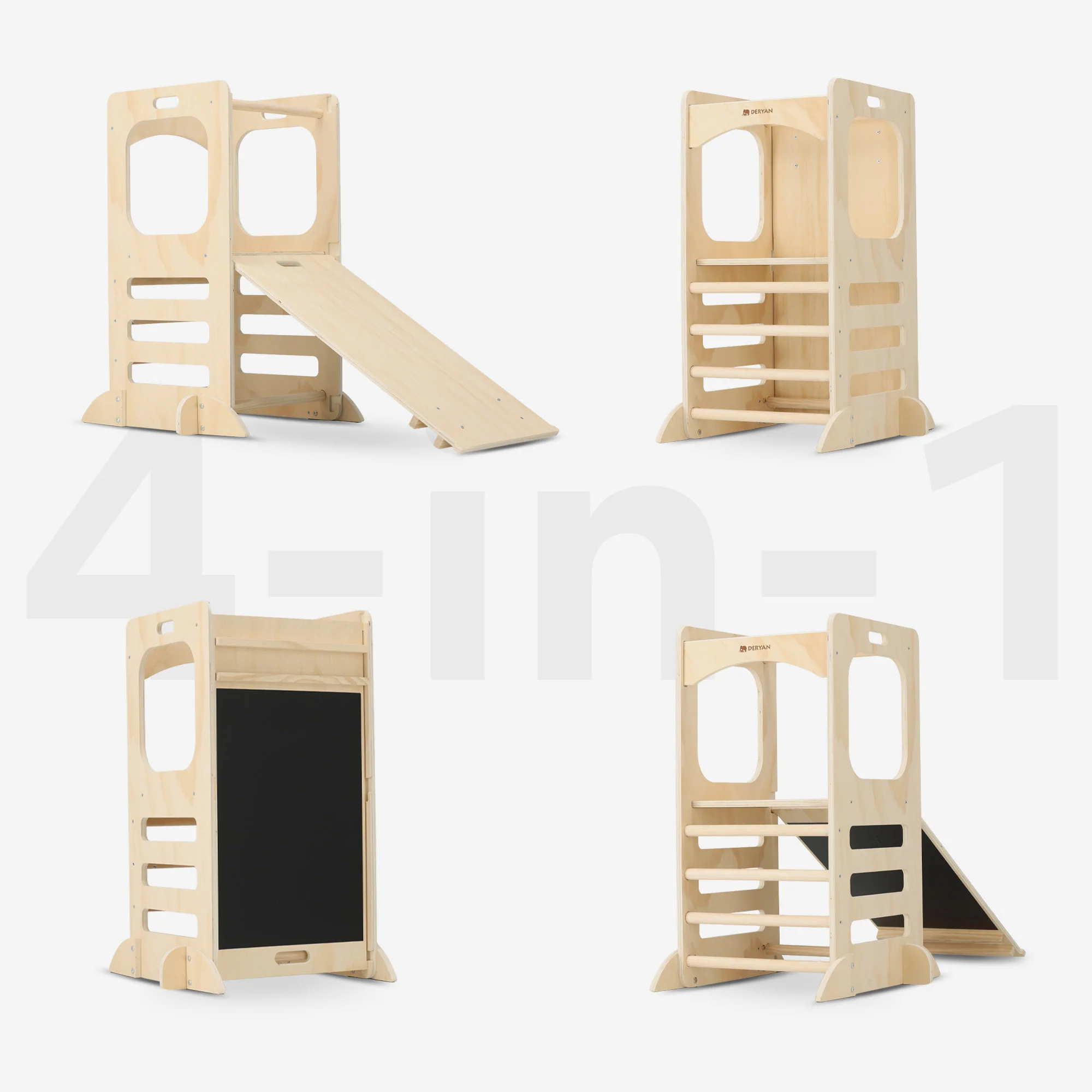 Luxe 4-in-1 Leertoren - Klimtoren met Glijbaan en Krijtbord - Image 6