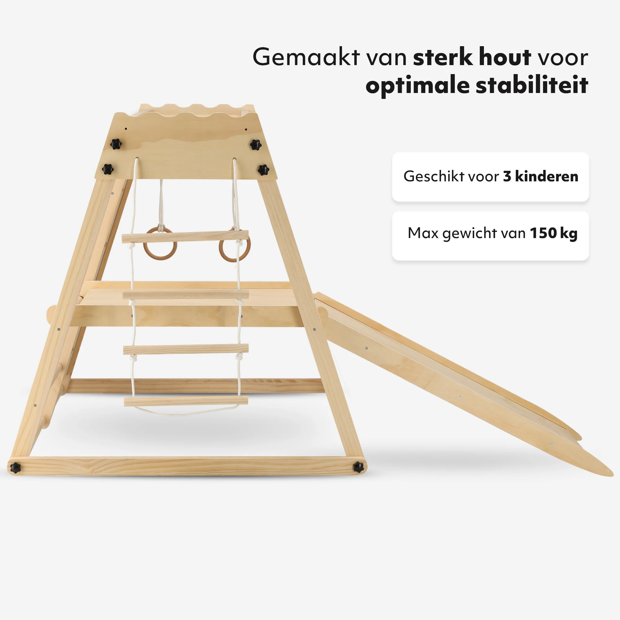 Luxe Houten Speelklimrek - Speeltoestel voor kinderen - Met glijbaan + Klimwand en Accessoires - Image 5