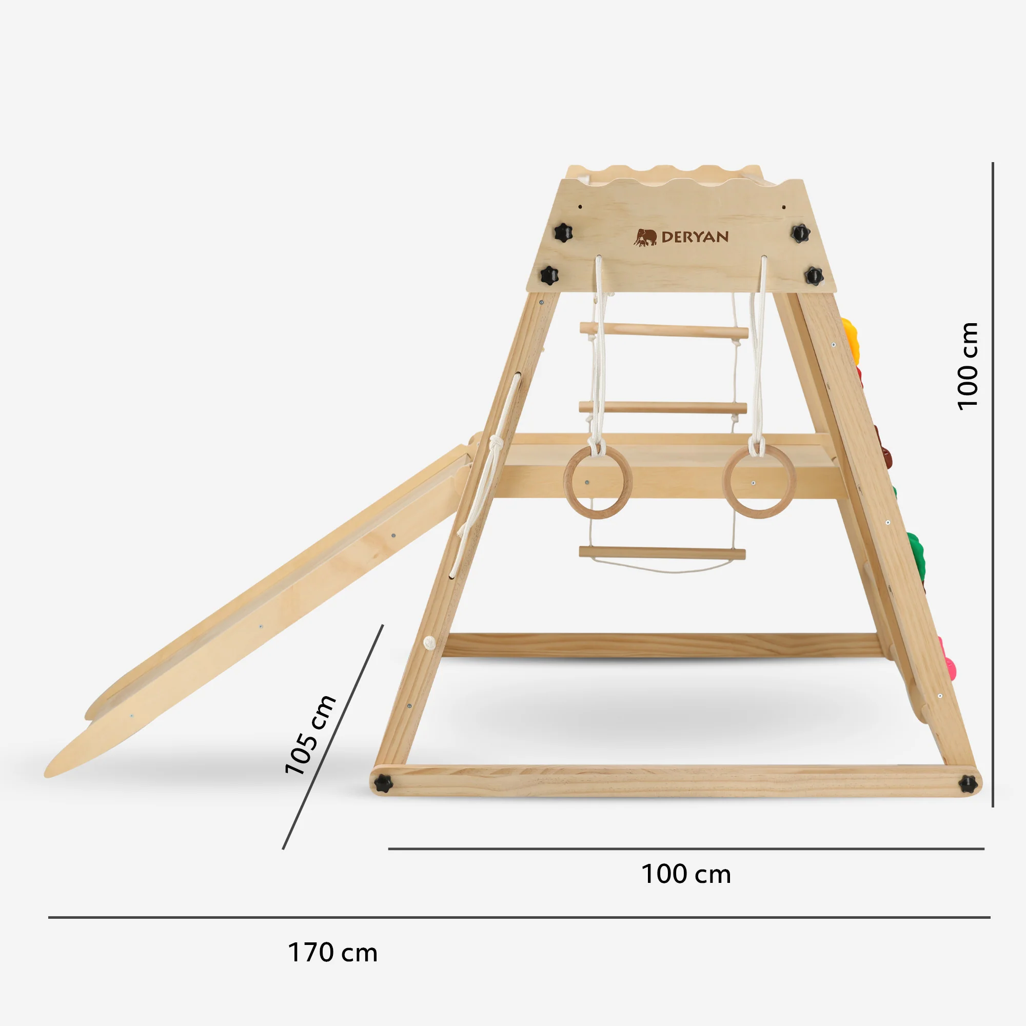 Luxe Houten Speelklimrek - Speeltoestel voor kinderen - Met glijbaan + Klimwand en Accessoires - Image 6