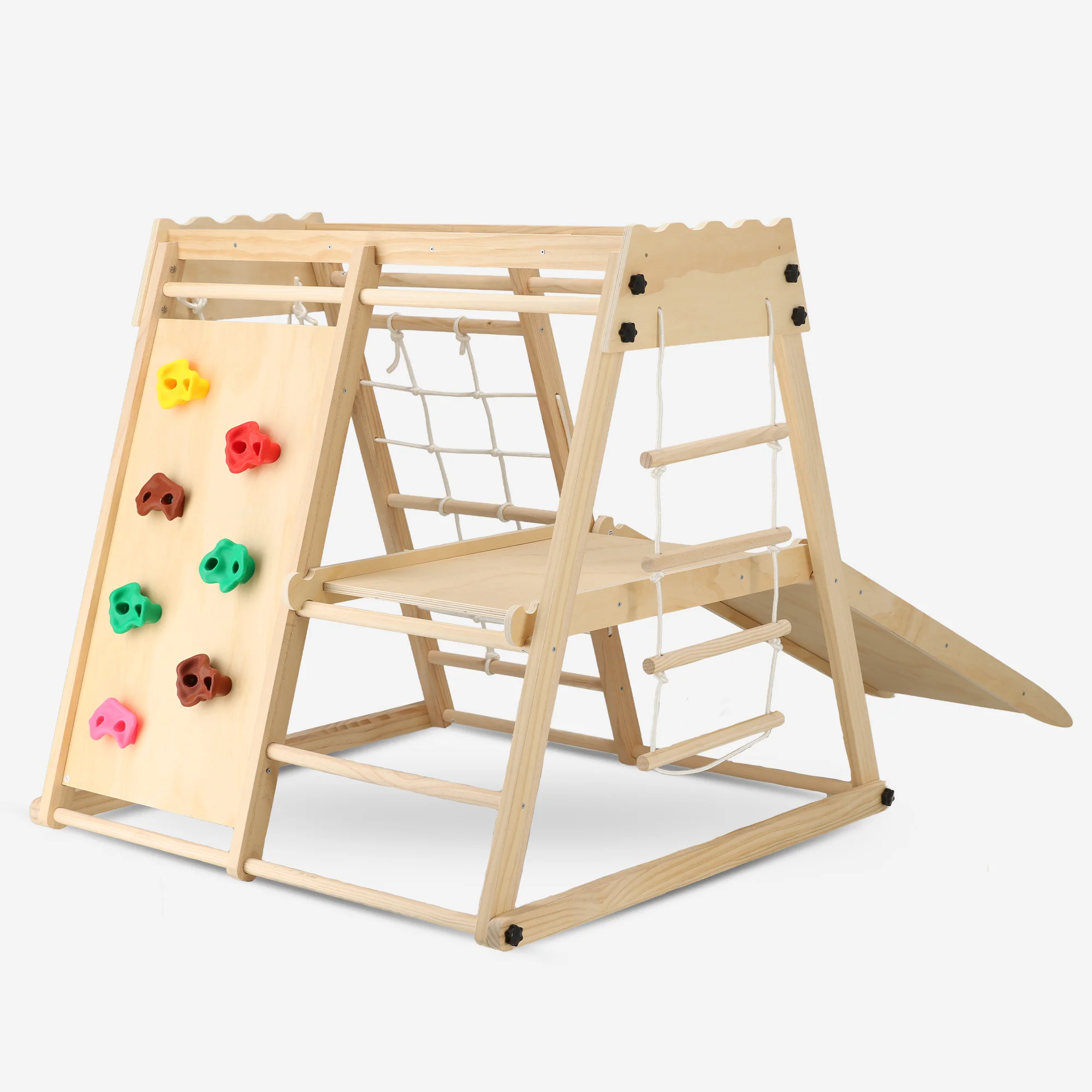 Luxe Houten Speelklimrek - Speeltoestel voor kinderen - Met glijbaan + Klimwand en Accessoires - Image 8