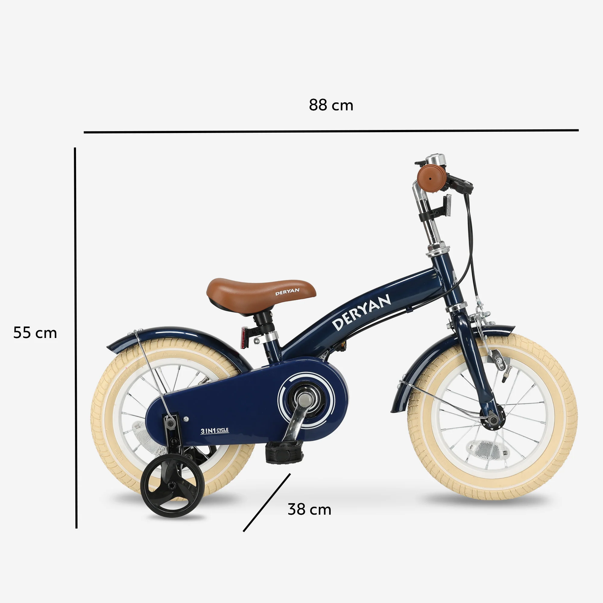 Luxe Kinderfiets 12 inch - 3 in 1 - loopfiets Blauw - Image 10