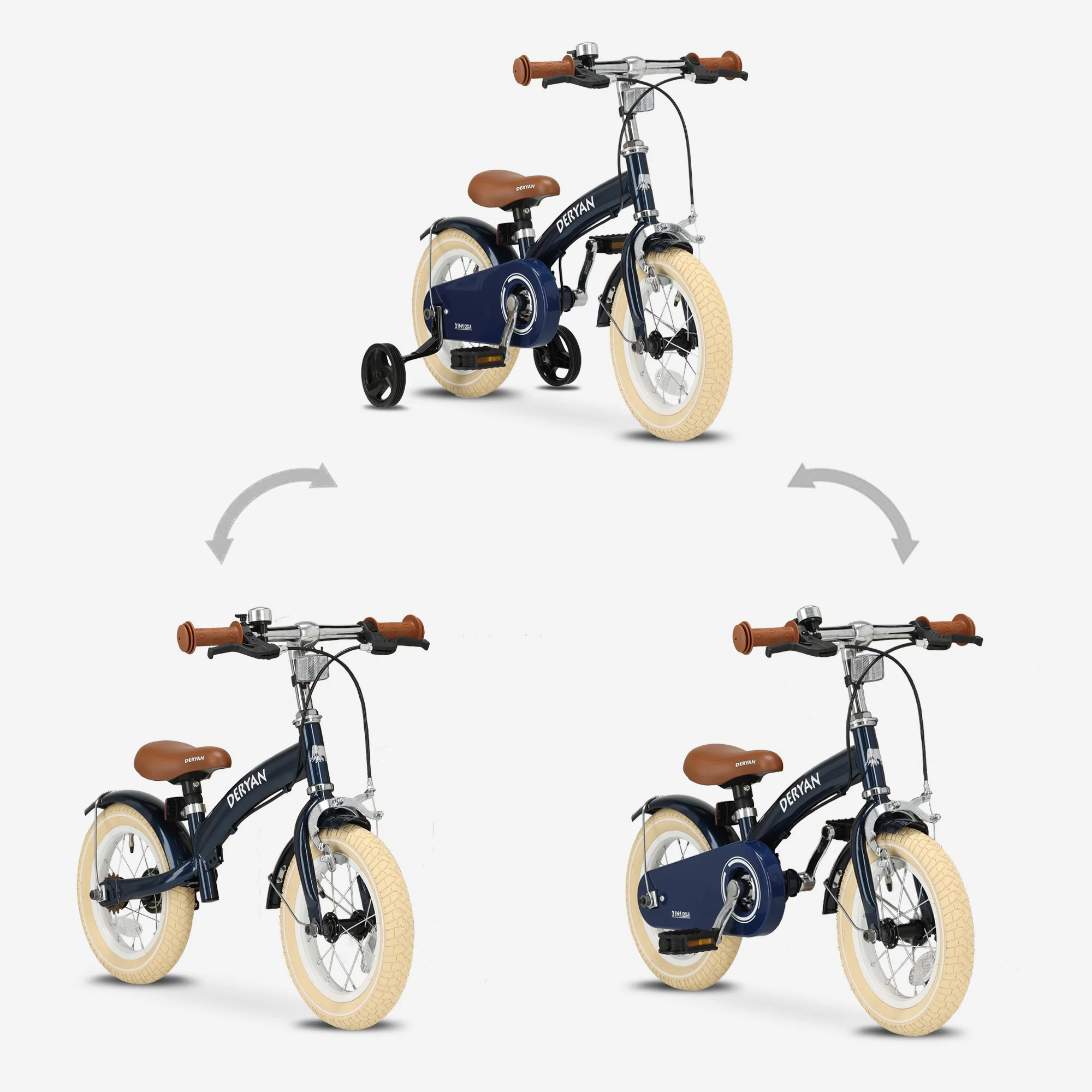 Luxe Kinderfiets 12 inch - 3 in 1 - loopfiets Blauw - Image 7