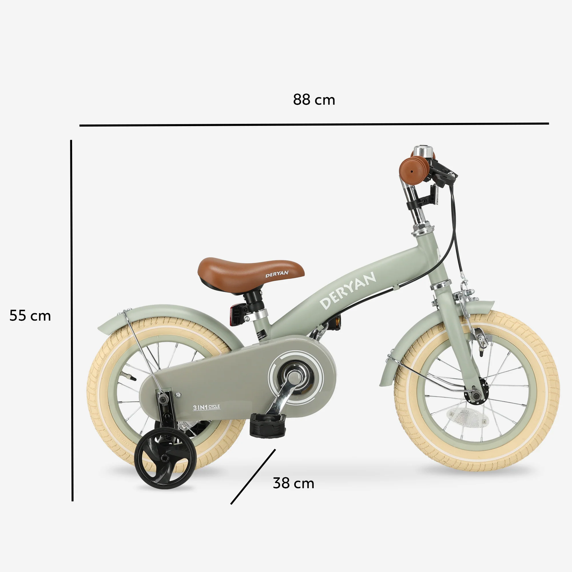 Luxe Kinderfiets 12 inch - 3 in 1 - loopfiets Groen - Image 10