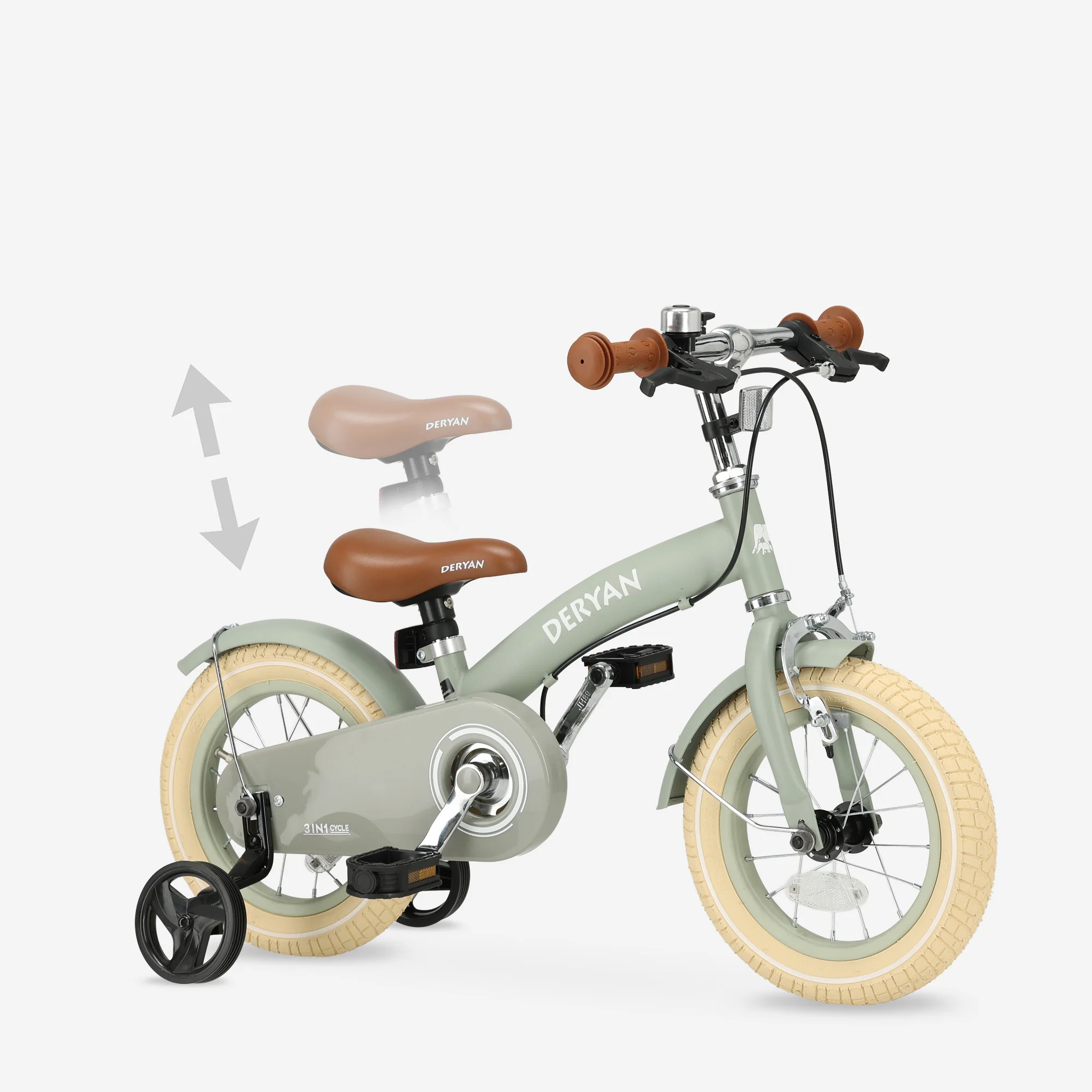 Luxe Kinderfiets 12 inch - 3 in 1 - loopfiets Groen - Image 9