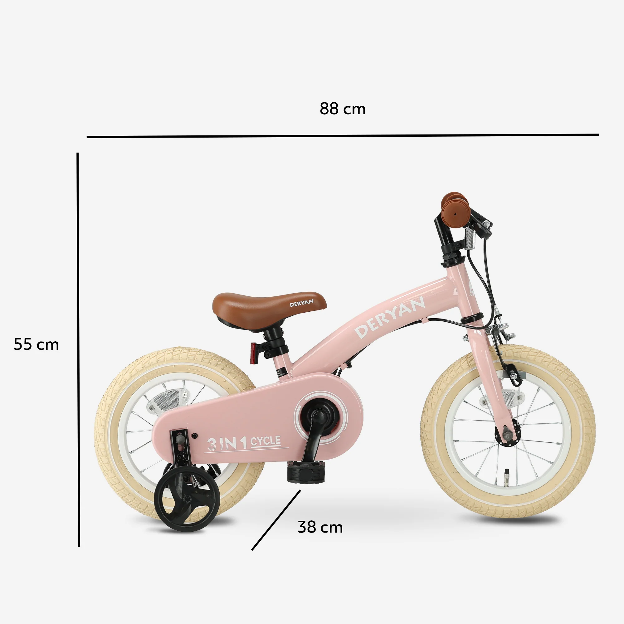 Luxe Kinderfiets 12 inch - 3 in 1 - loopfiets Roze - Image 11