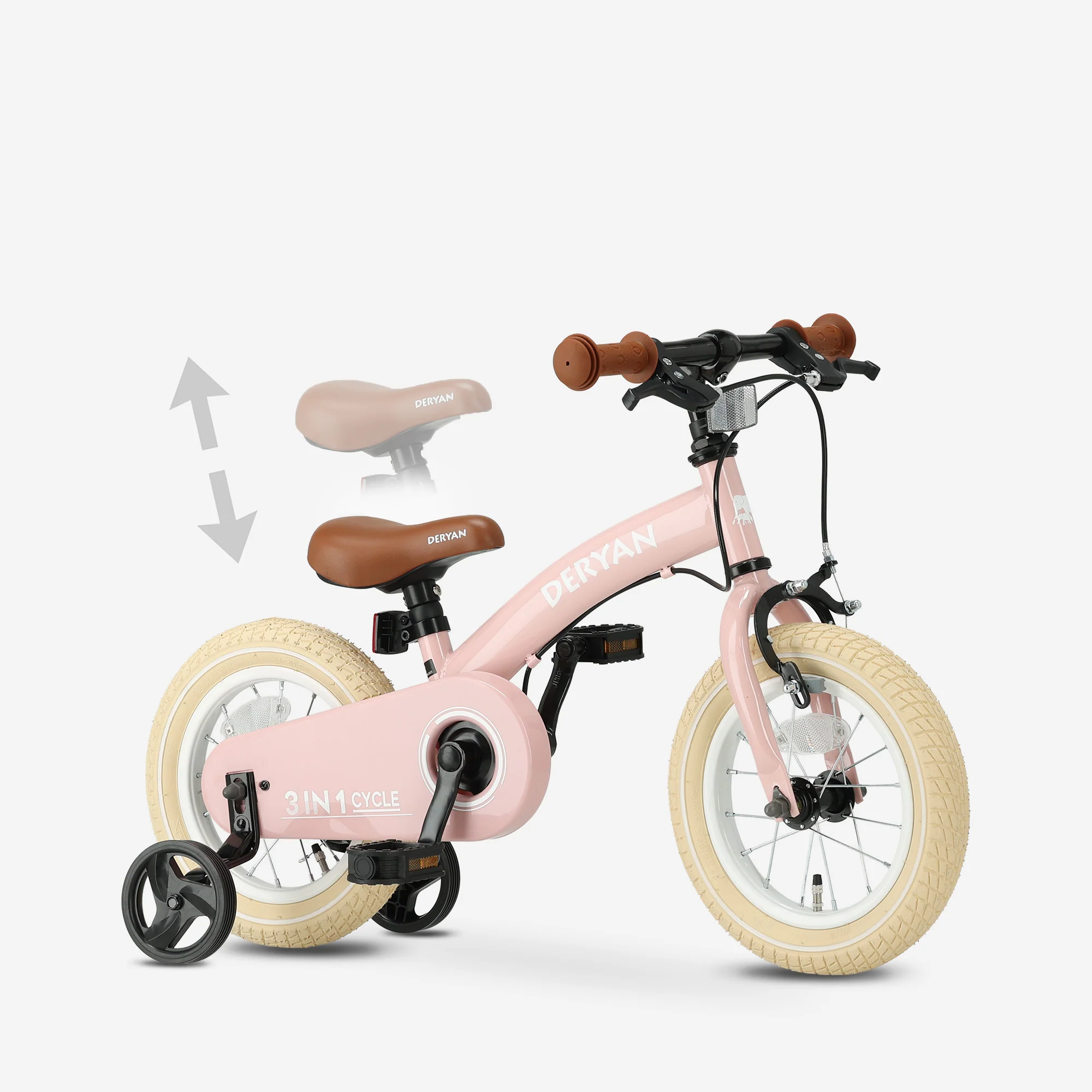 Luxe Kinderfiets 12 inch - 3 in 1 - loopfiets Roze - Image 6