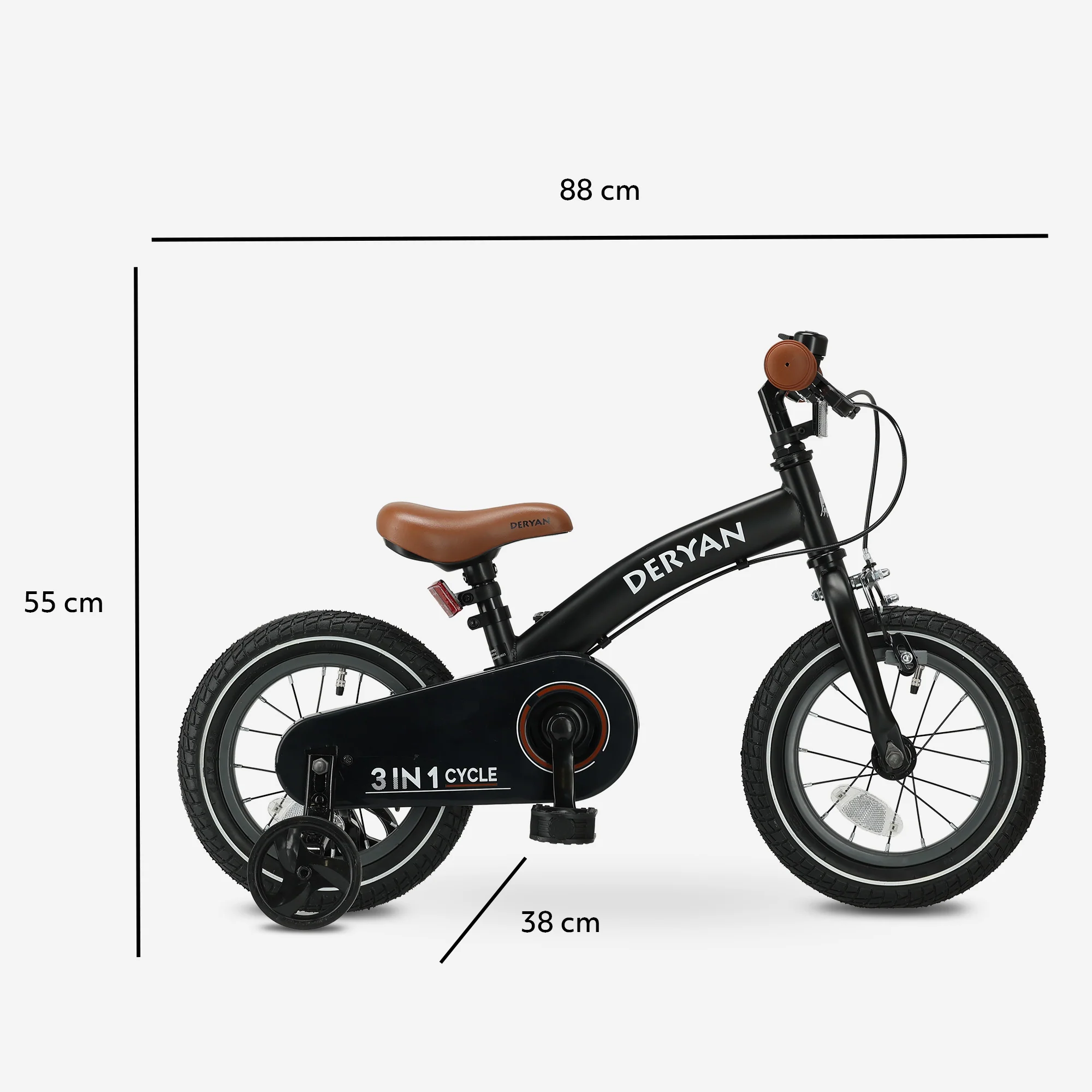 Luxe Kinderfiets 12 inch - 3 in 1 - loopfiets Zwart - Image 10