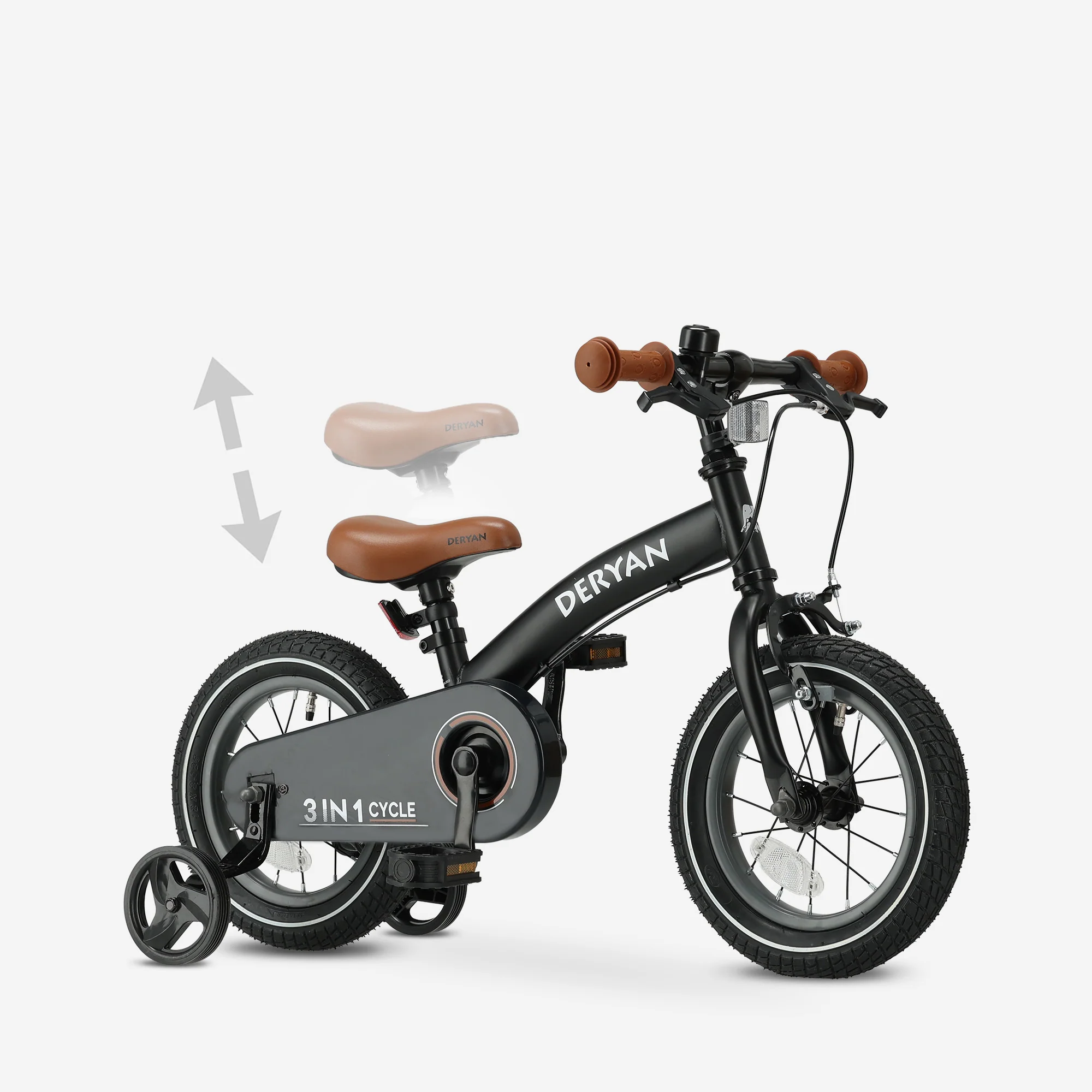 Luxe Kinderfiets 12 inch - 3 in 1 - loopfiets Zwart - Image 7