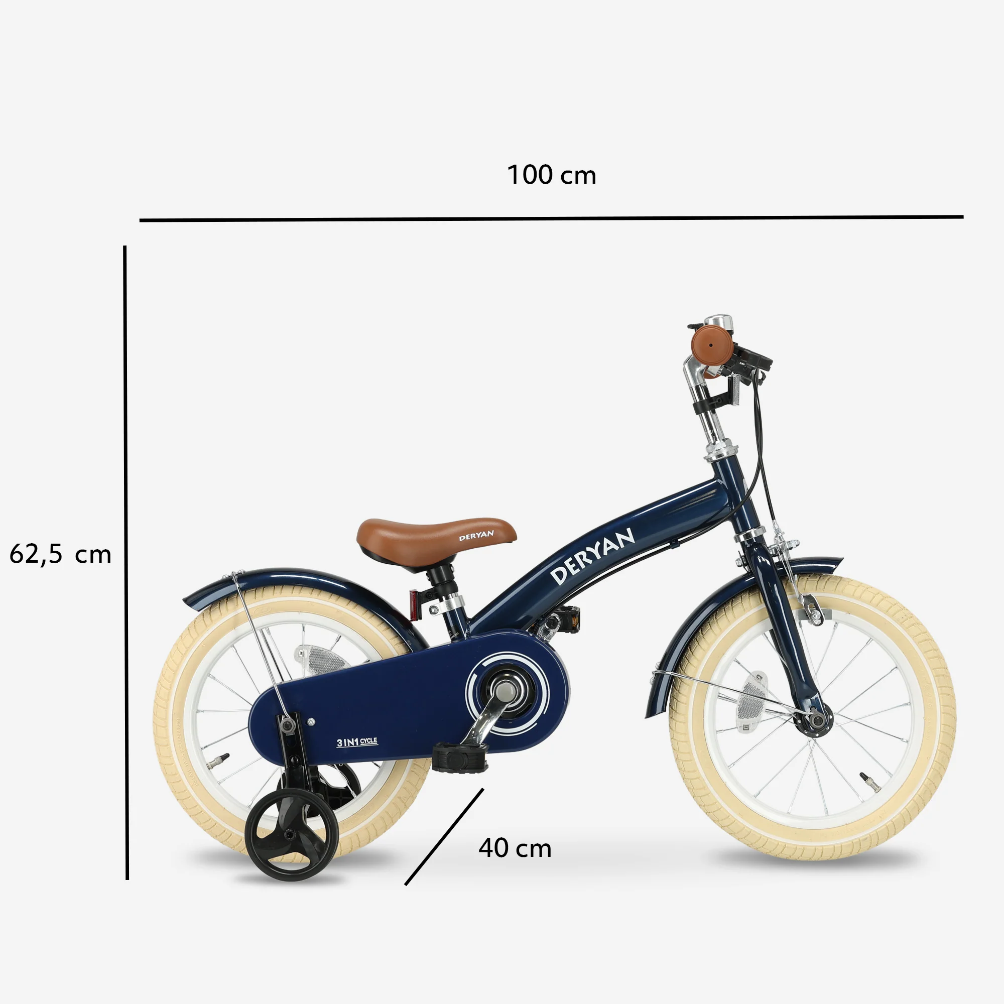 Luxe Kinderfiets 14 inch - 3 in 1 - loopfiets Blauw - Image 10