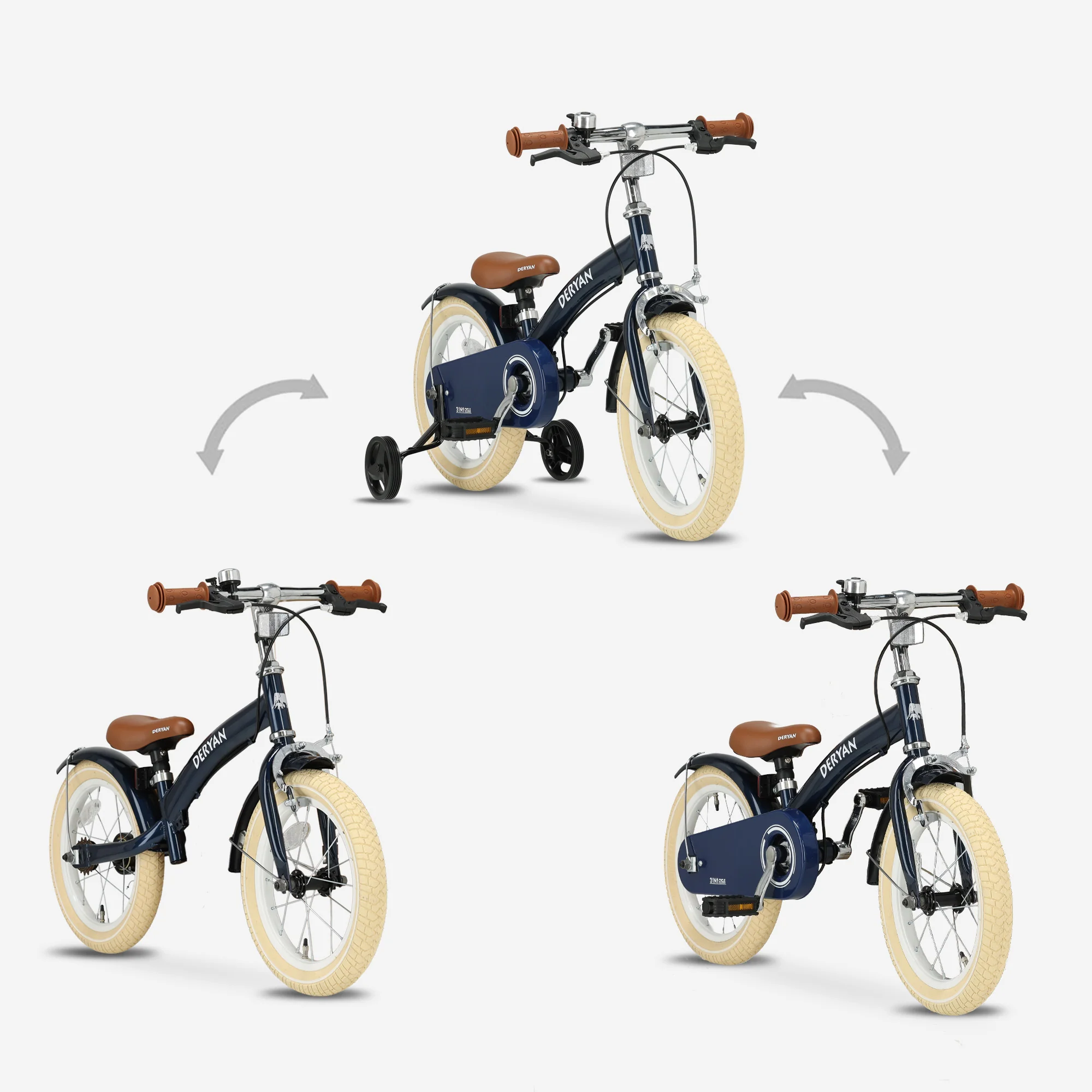 Luxe Kinderfiets 14 inch - 3 in 1 - loopfiets Blauw - Image 7