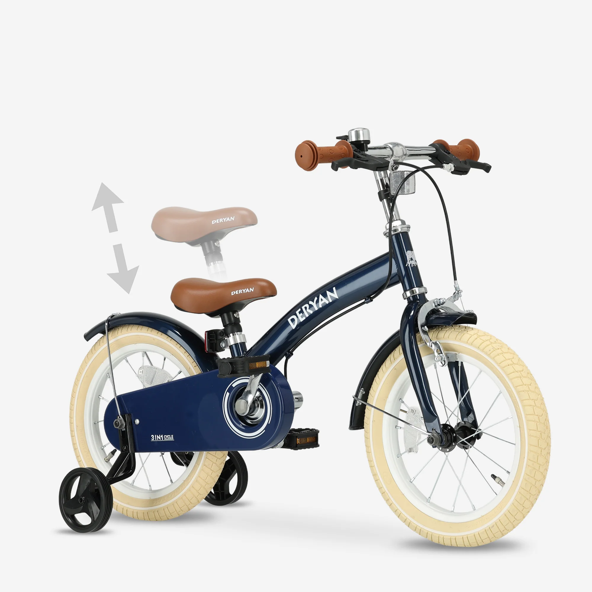 Luxe Kinderfiets 14 inch - 3 in 1 - loopfiets Blauw - Image 9
