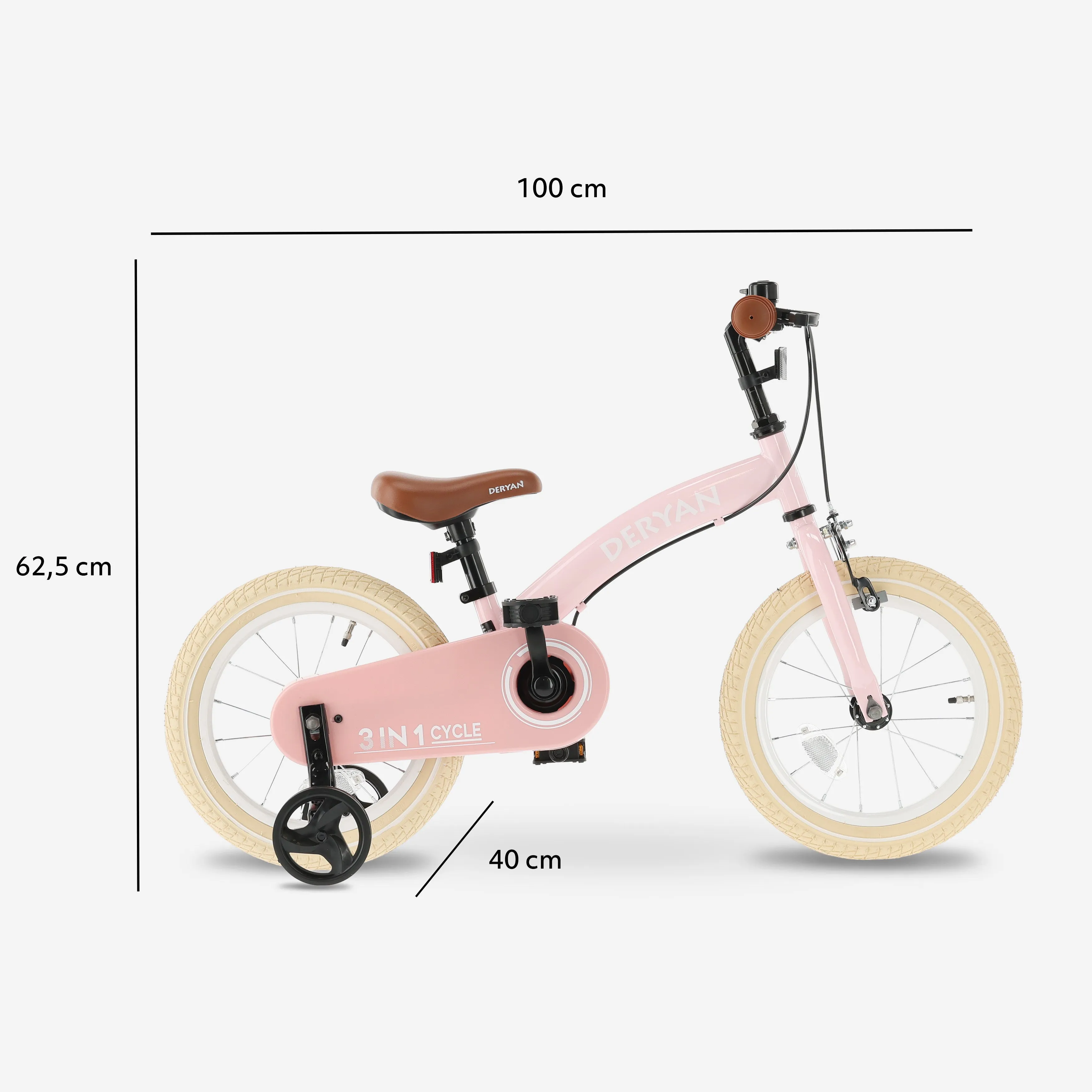 Luxe Kinderfiets 14 inch - 3 in 1 - loopfiets - Roze - Image 10