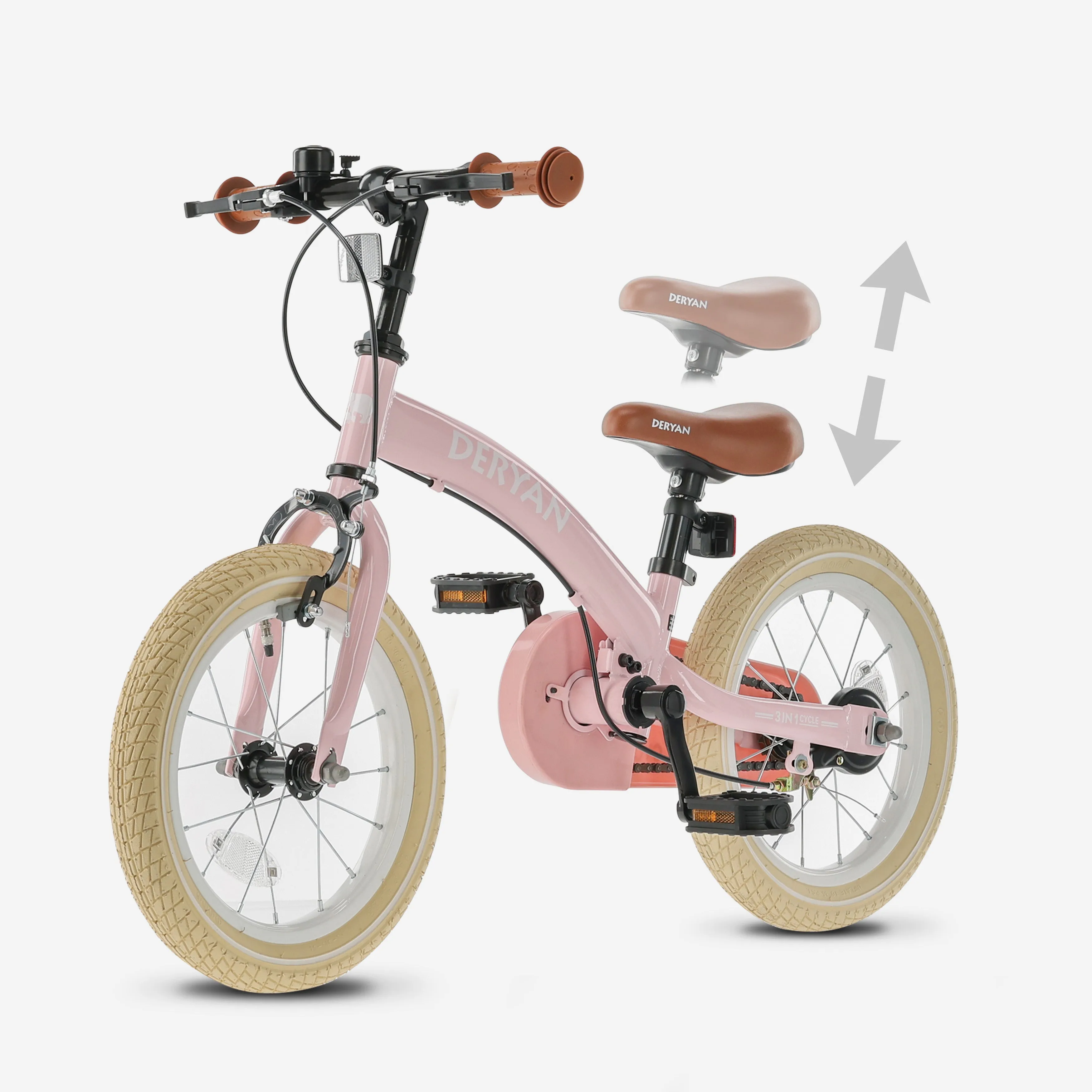 Luxe Kinderfiets 14 inch - 3 in 1 - loopfiets - Roze - Image 8