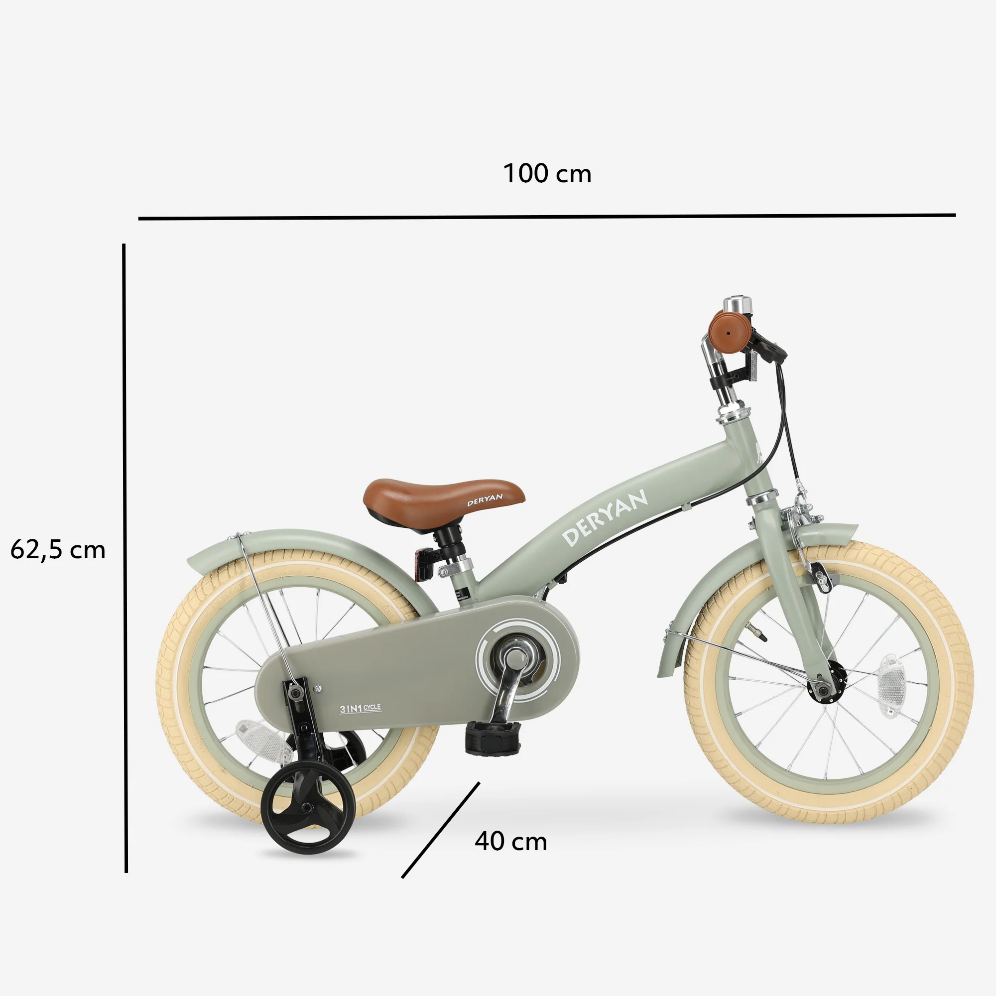 Luxe Kinderfiets 14 inch - 3 in 1 - loopfiets Groen - Image 10