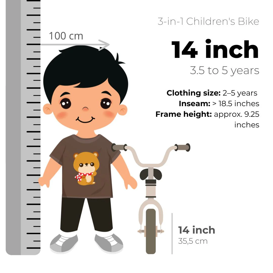 Luxe Kinderfiets 14 inch - 3 in 1 - loopfiets Groen - Image 14