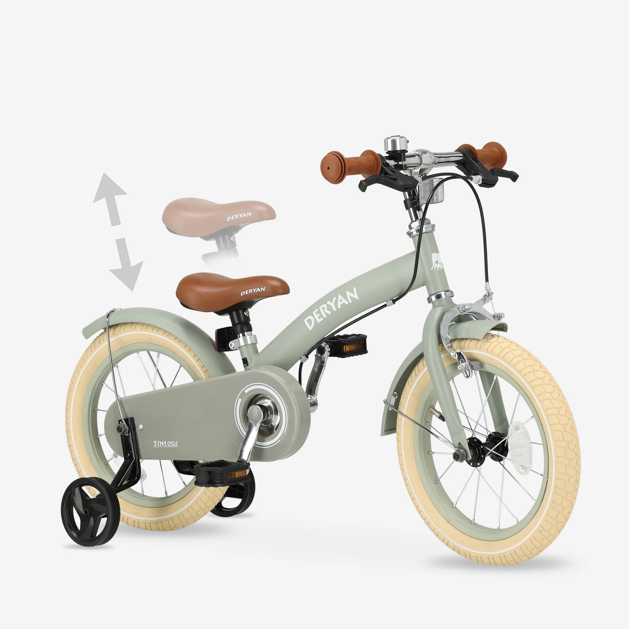 Luxe Kinderfiets 14 inch - 3 in 1 - loopfiets Groen - Image 9