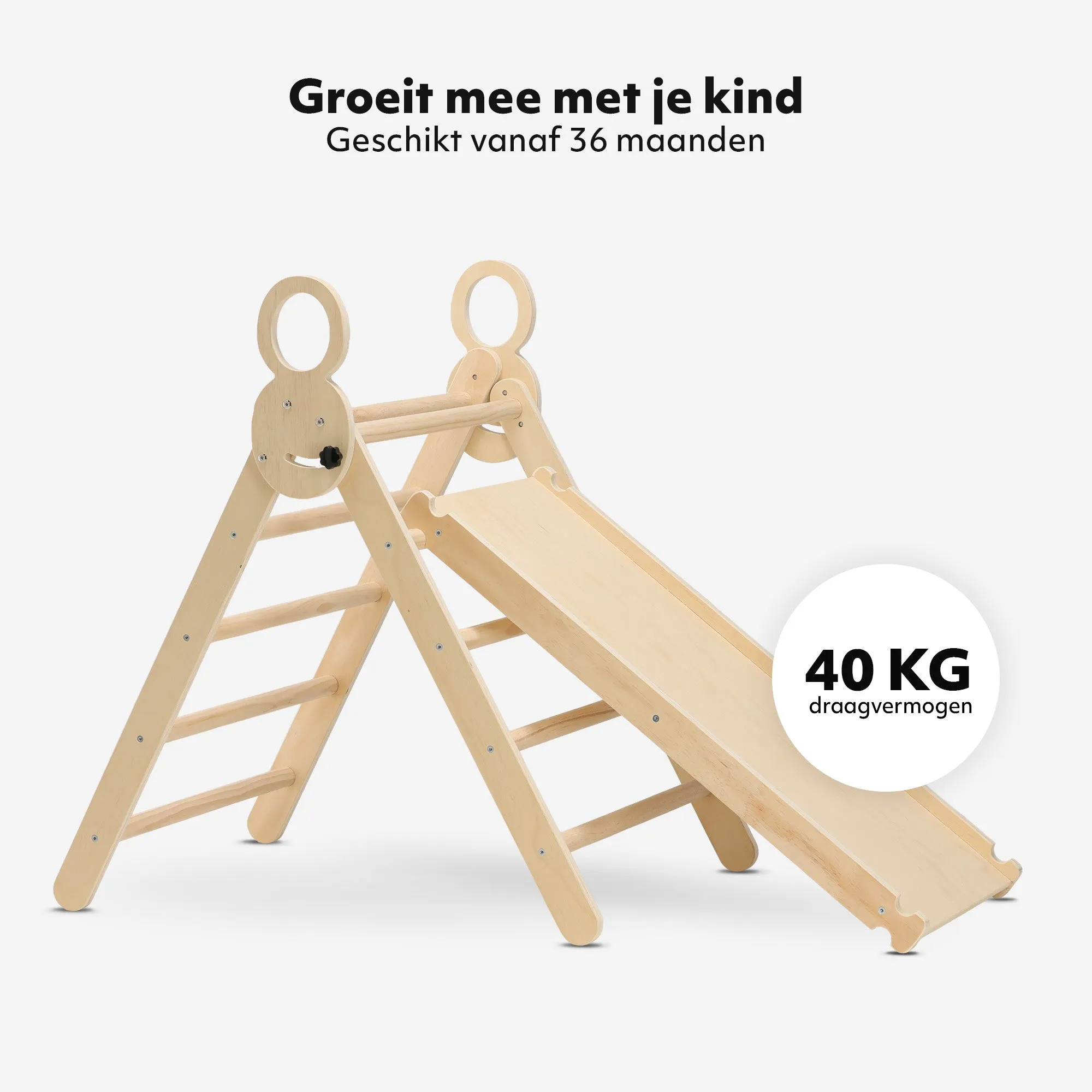 Luxe XXL Klimrek - Opvouwbare Driehoek + Klimboog + Helling met Glijbaan - Inclusief kussen - Image 3