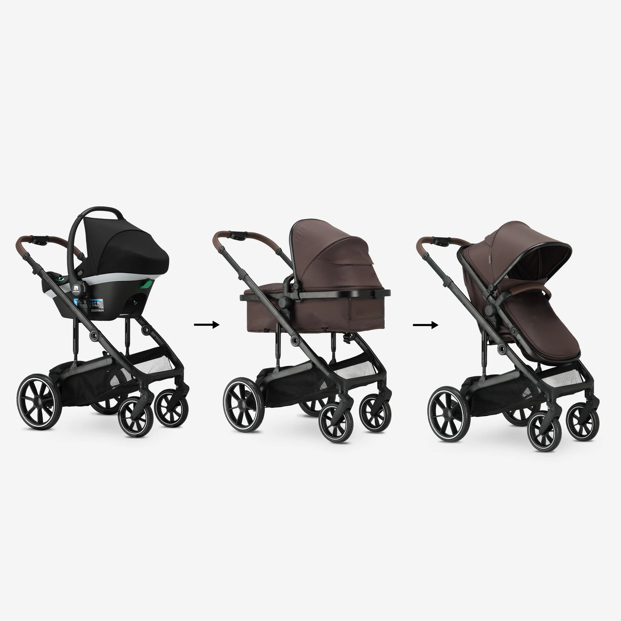 Noa 3-in-1 Kinderwagen Chocolate Brown - Image 2