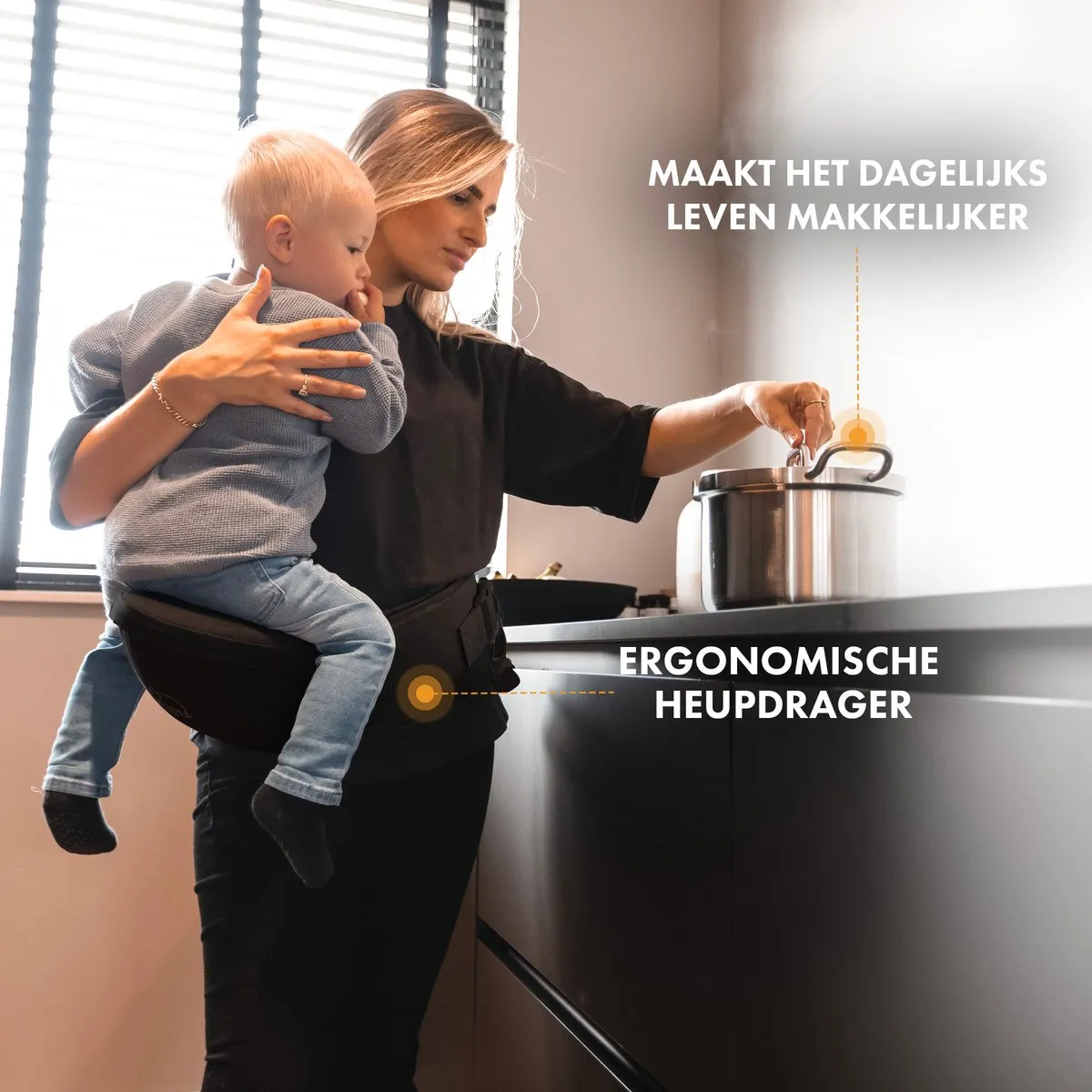 Luxe Heupdrager - Baby En Peuter Heupzitje - Zwart - Image 3