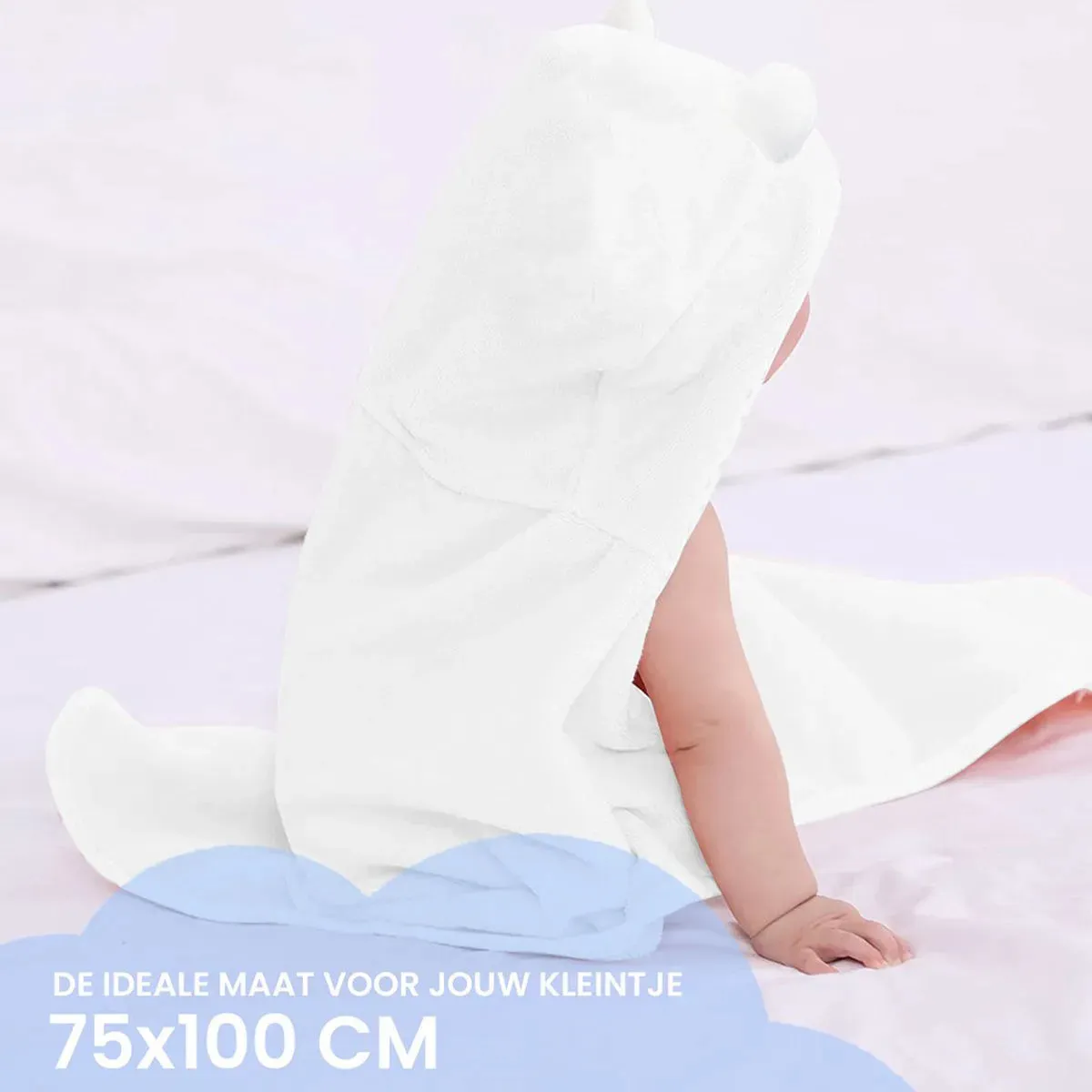 Panda Blauw Multifunctionele Baby Fleece deken met capuchon – Wikkeldeken – Deken 75x100 cm - Image 3