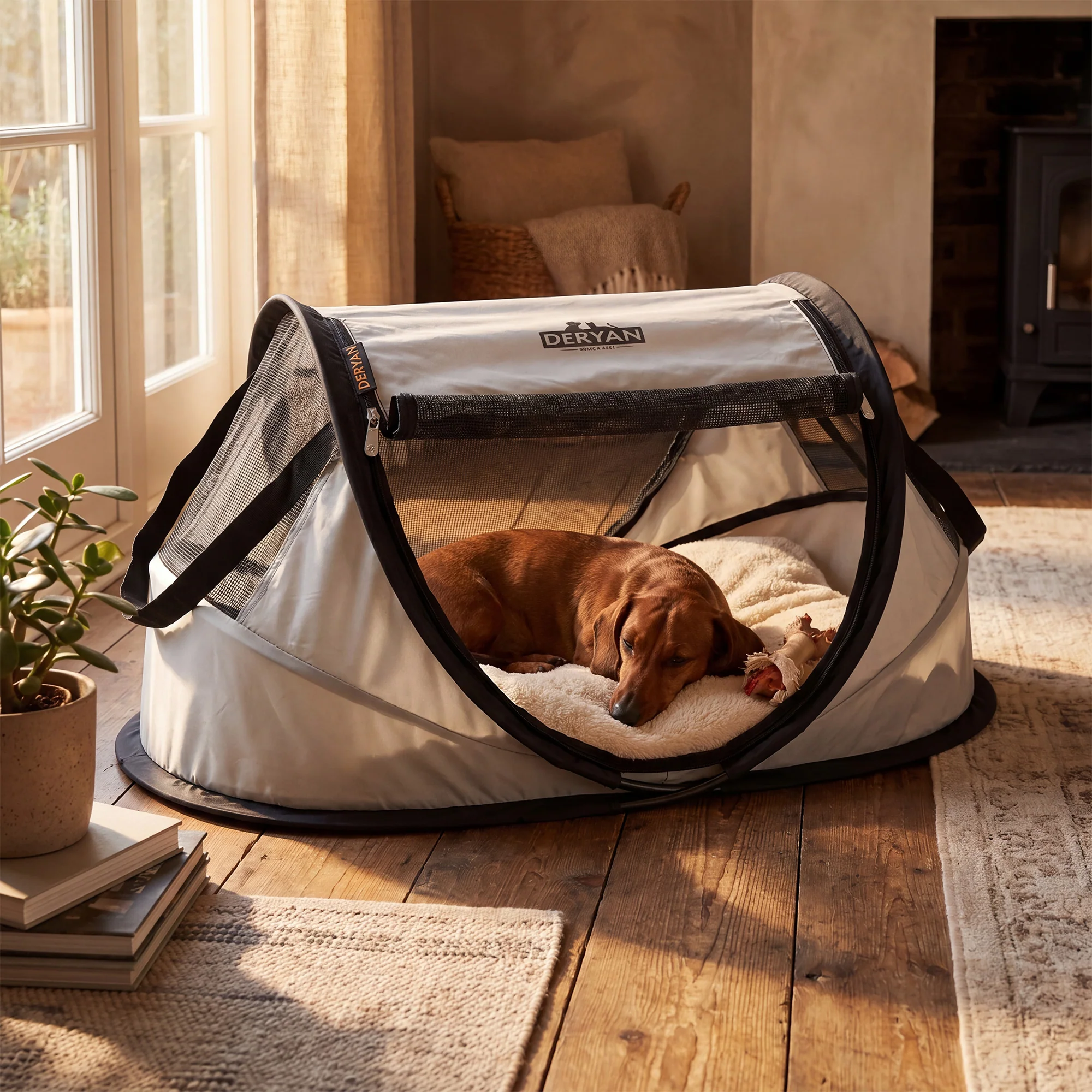Deryan Dogs & Cats - Luxe Pop-Up Pet Travel-Cot - Hondenren - Pop-up systeem - Opvouwbare bench - Extra dik gaas - Small - Image 4