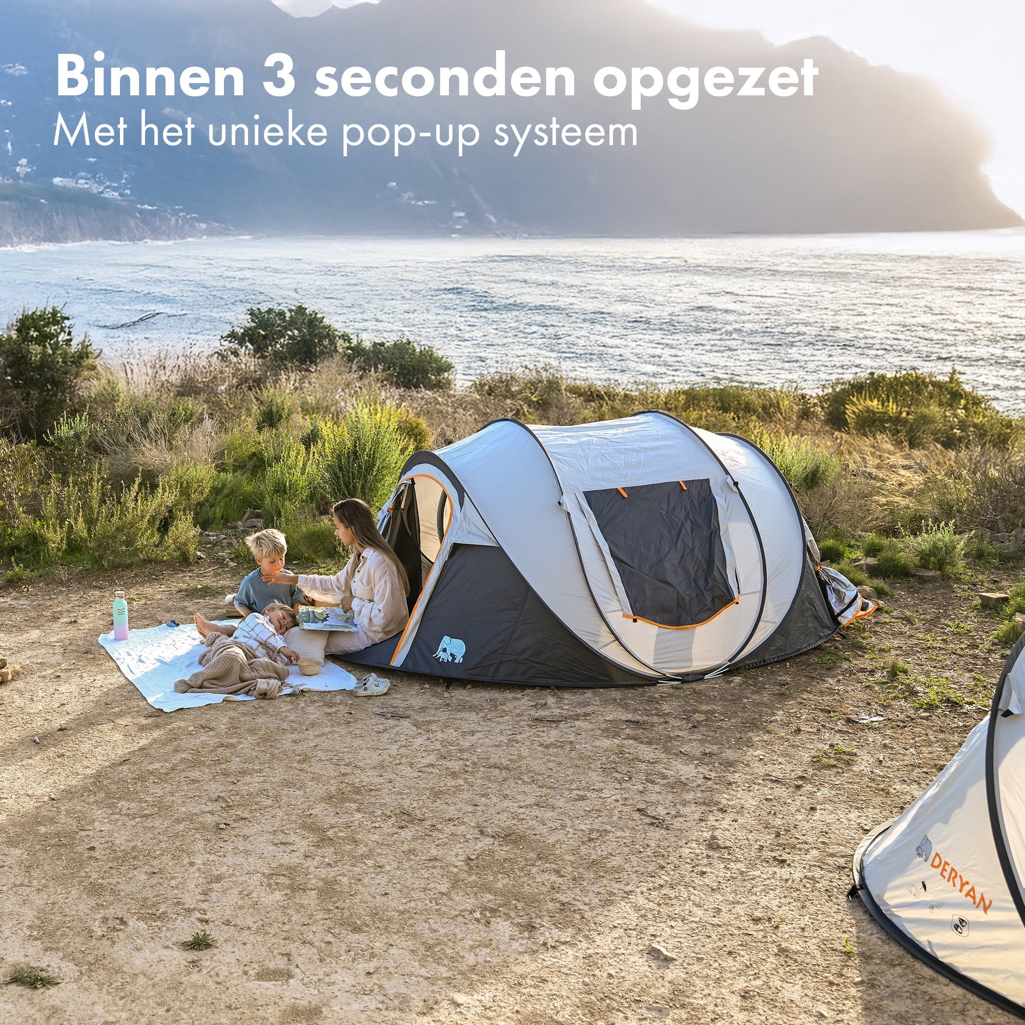 Pop Up Luxe Tent - 2000MM waterkolom - Cream - 4 Persoons - Image 5