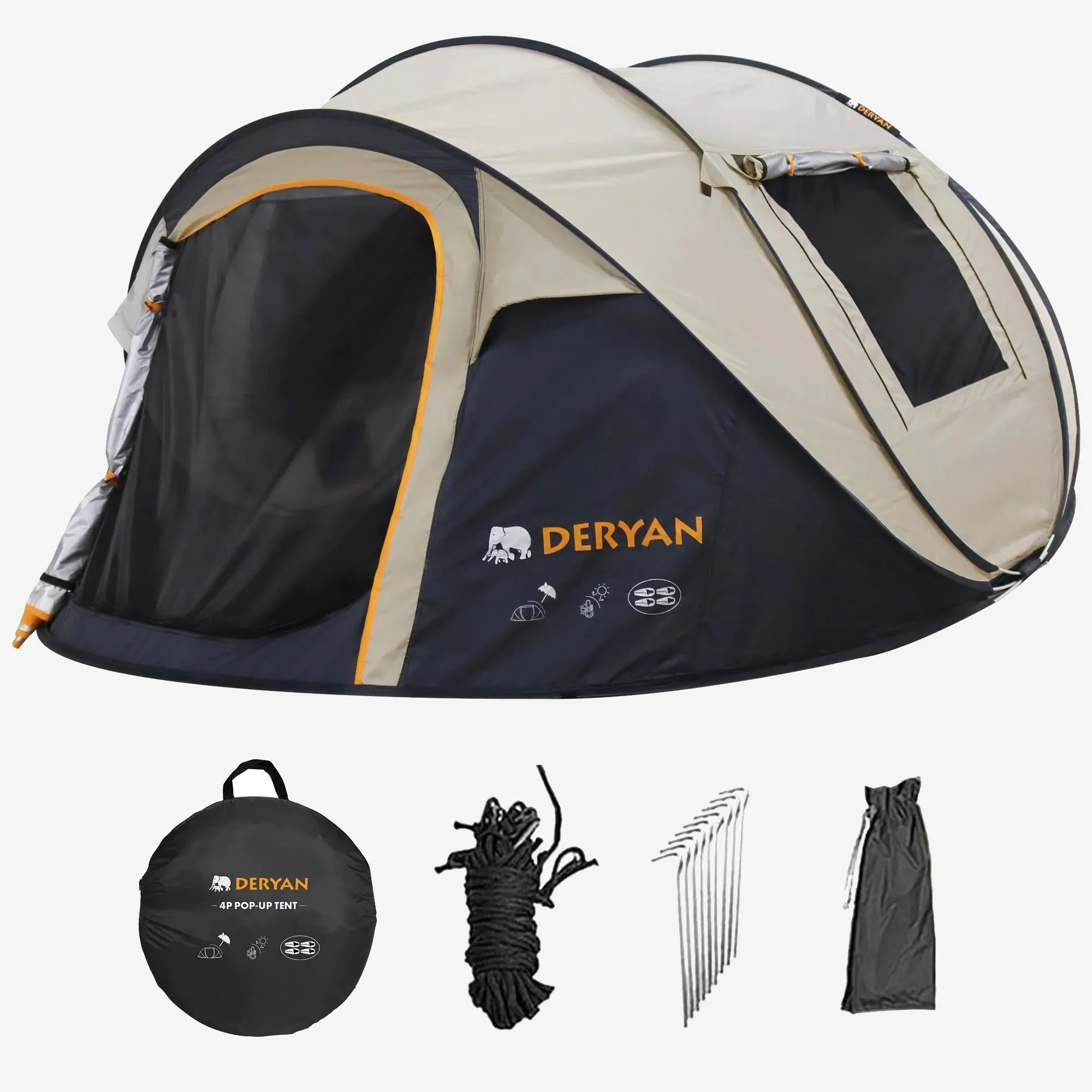 Pop Up Luxe Tent - 5000MM waterkolom - Beige - 4 Persoons - Image 3