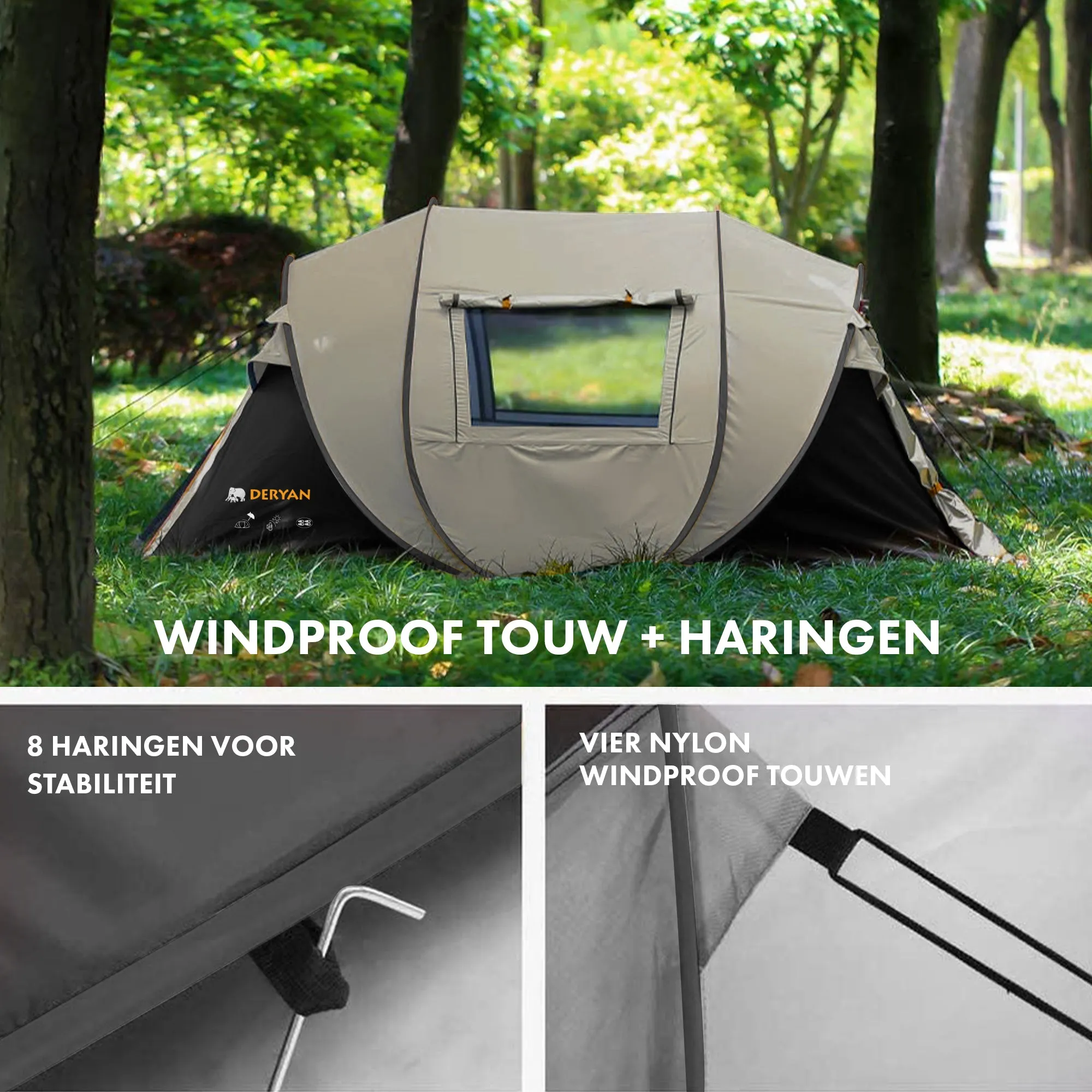 Pop Up Luxe Tent - 5000MM waterkolom - Beige - 4 Persoons - Image 8