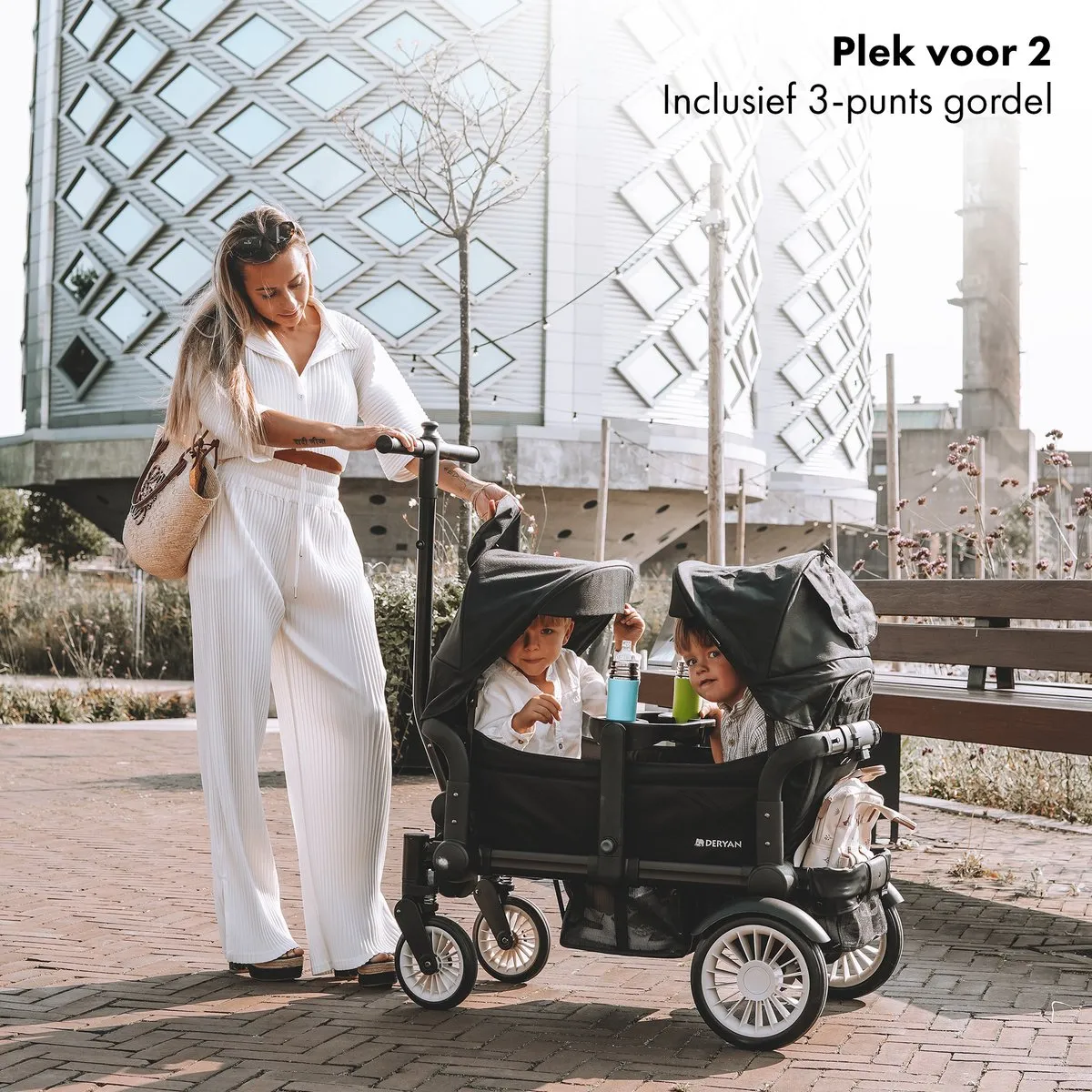 Sandy Luxe Opvouwbare Bolderkar - Beachwagon - Duowagen Black - Image 10