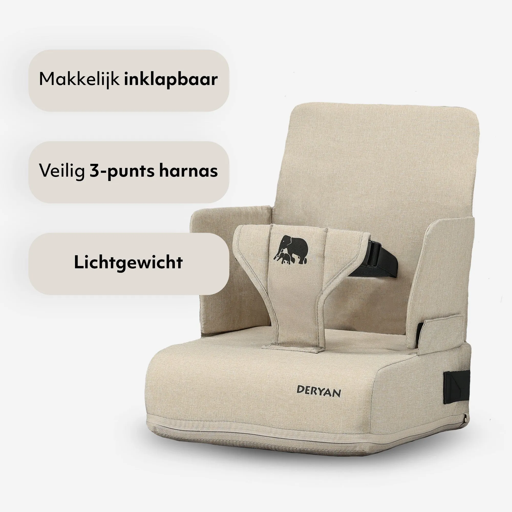 Travel Booster Stoelverhoger - Inclusief bevestigingsriem Nougat - Image 5