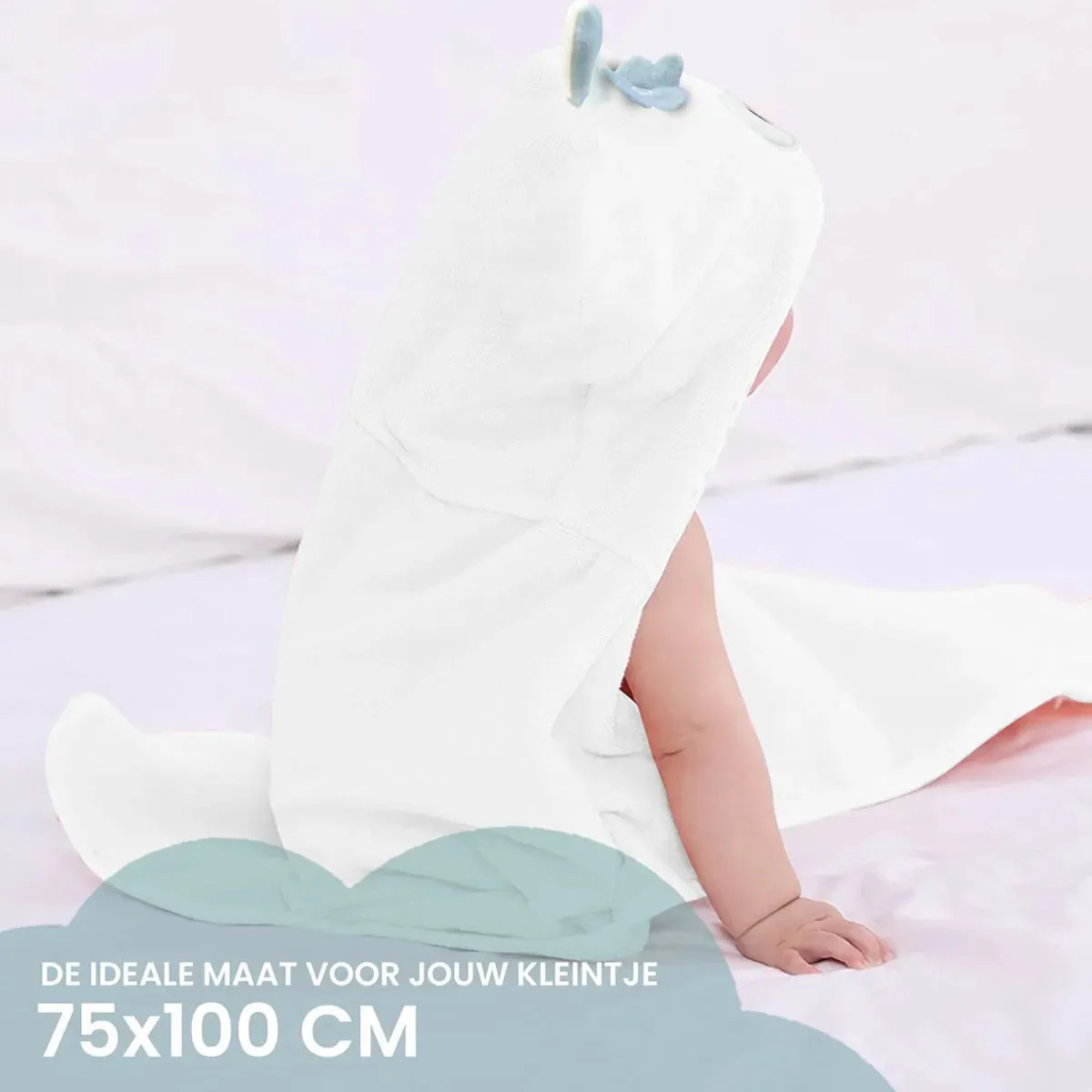 Uil Multifunctionele Baby Fleece deken met capuchon – Wikkeldeken – Deken 75x100 cm - Image 3