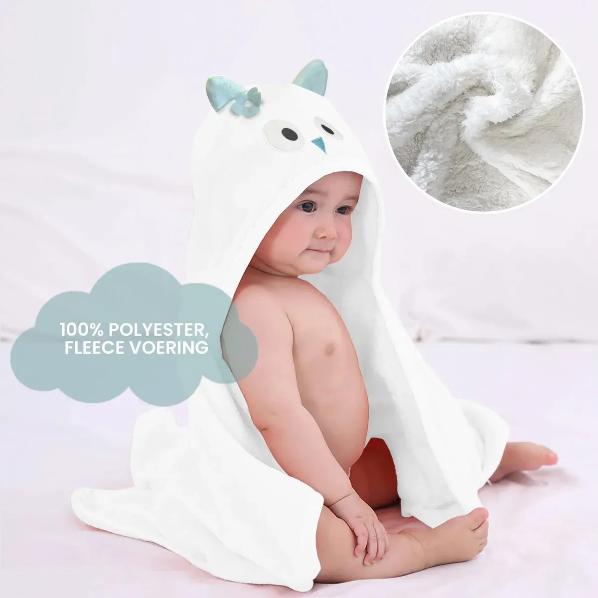 Uil Multifunctionele Baby Fleece deken met capuchon – Wikkeldeken – Deken 75x100 cm - Image 4